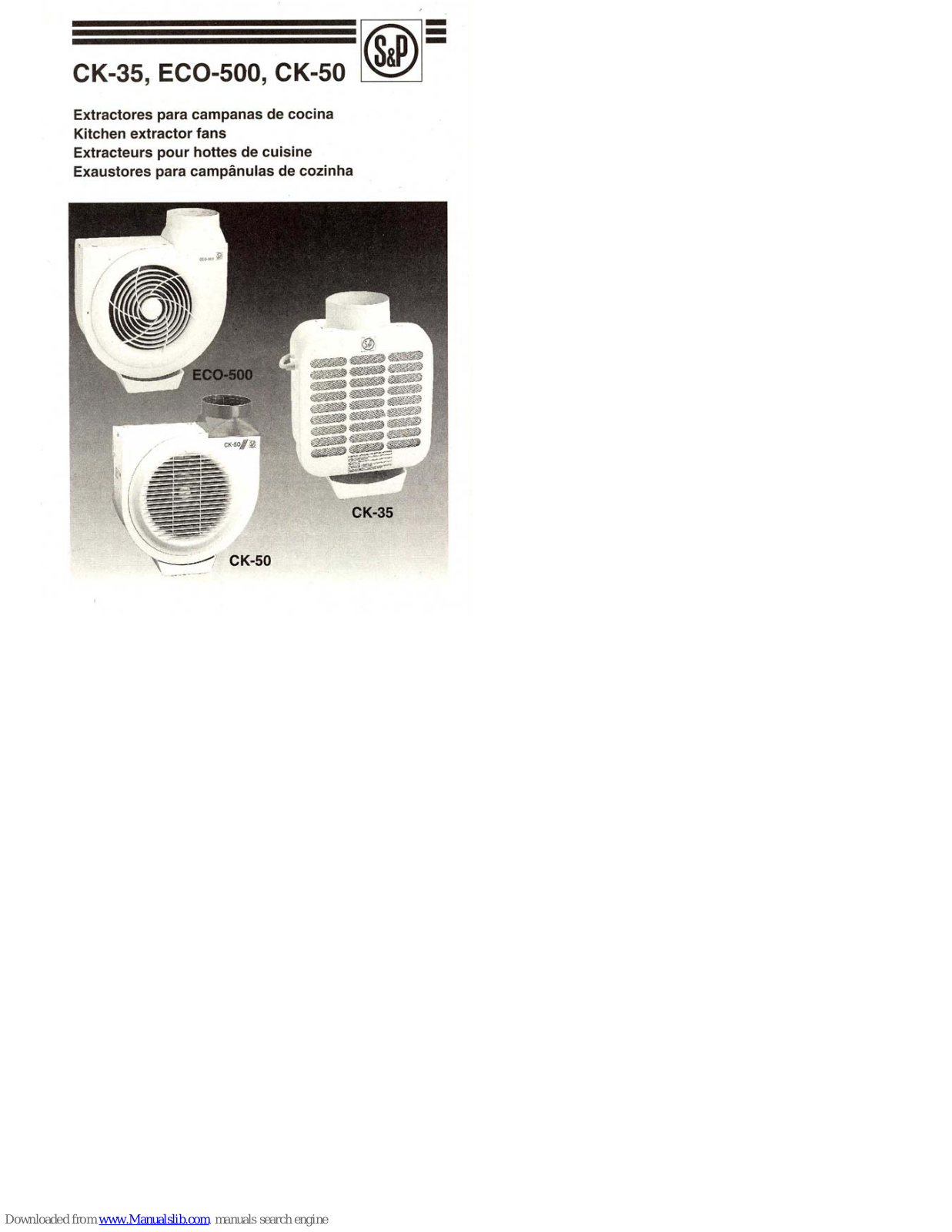 S&P CK-35, ECO-500, CK-50, CK-50 2V Quick Manual - ManualMachine.com