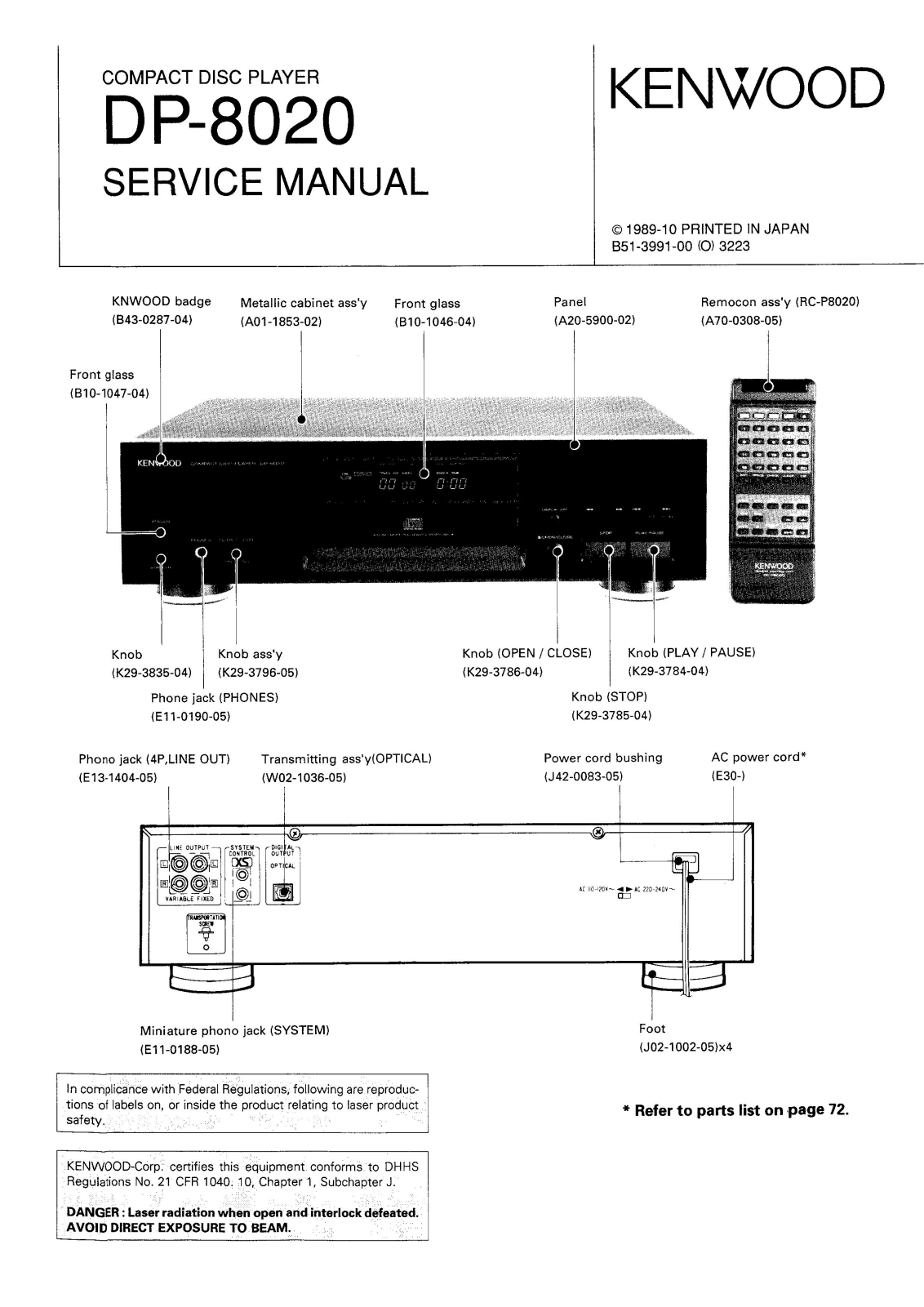 KENWOOD DP-8020 Service Manual