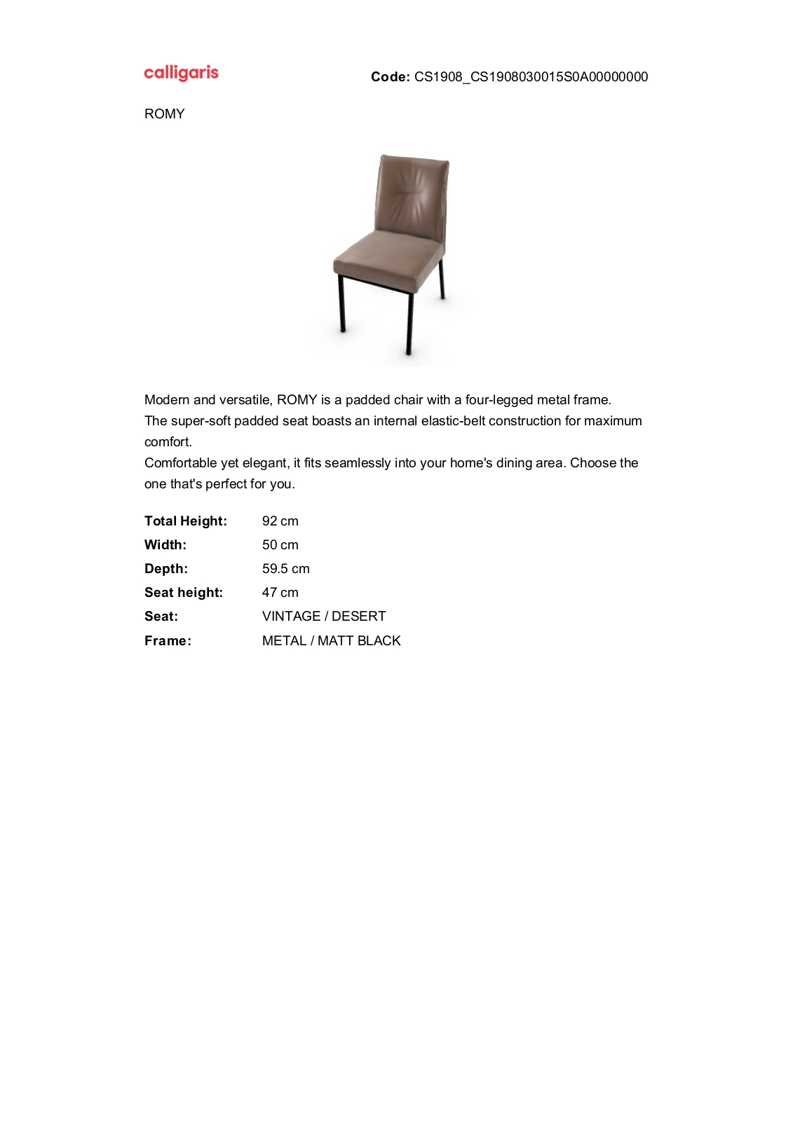 Calligaris GN10027 Specifications - ManualMachine.com