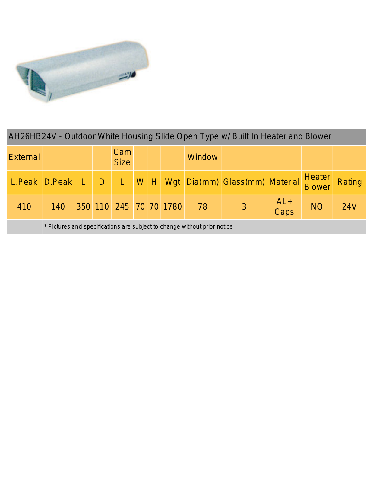 COP-USA AH26-HB-24V Specsheet