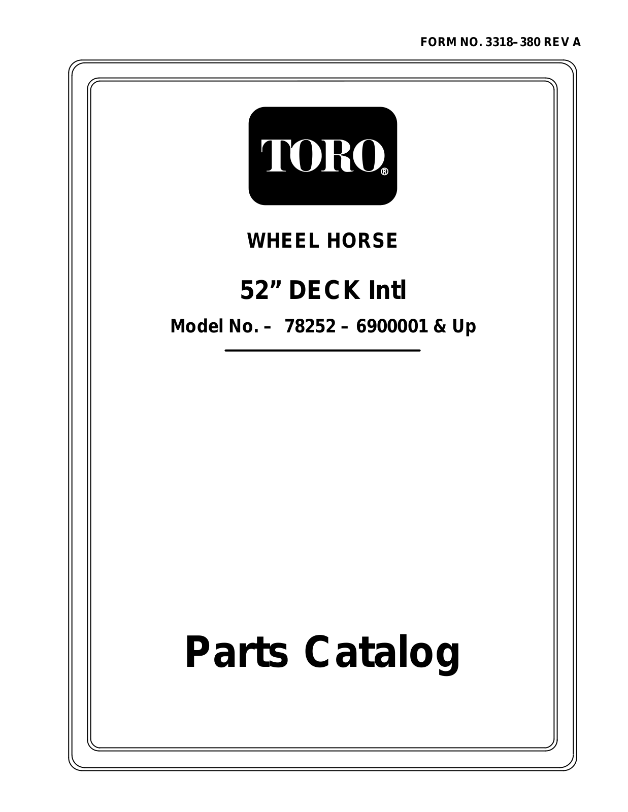 Toro 78252 Parts Catalogue