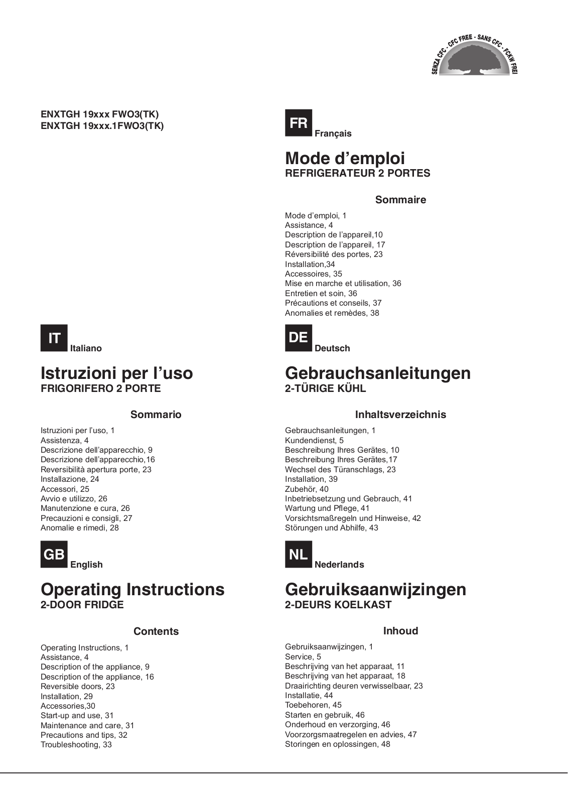 HOTPOINT/ARISTON ENXTGH 19322FWO3(TK) User Manual