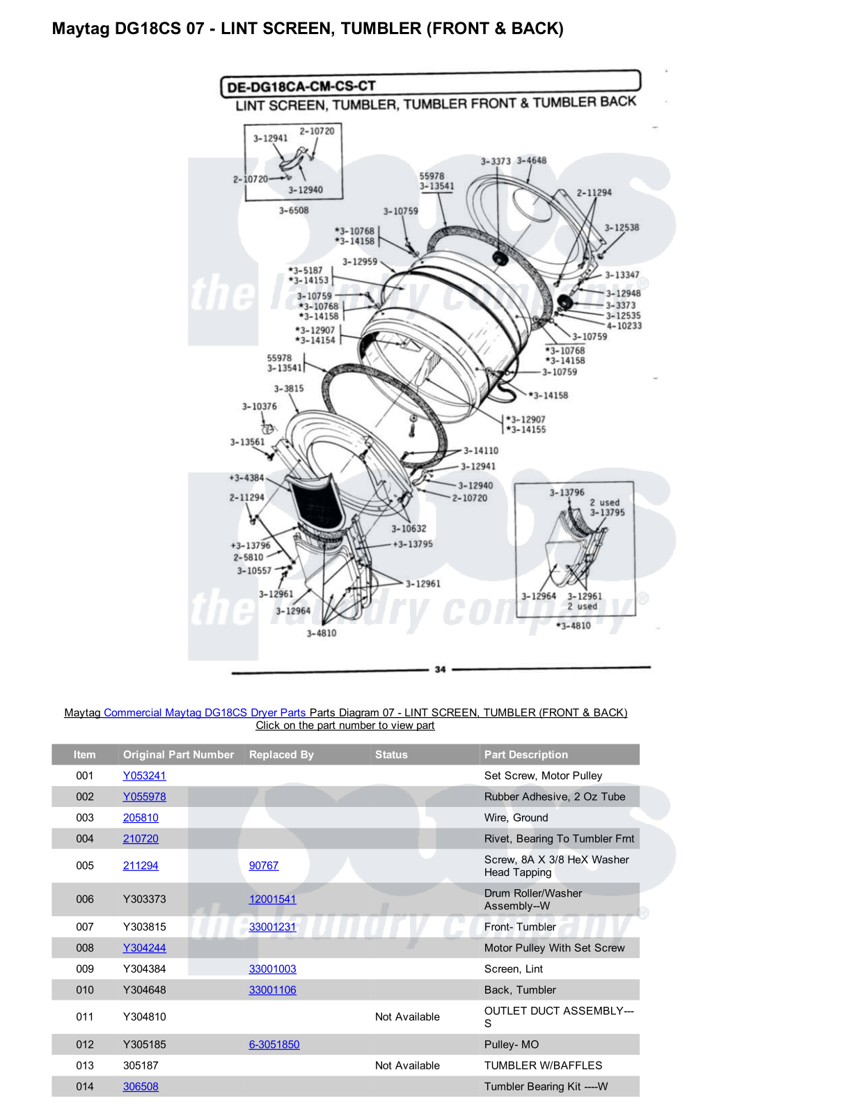 Maytag DG18CS Parts Diagram