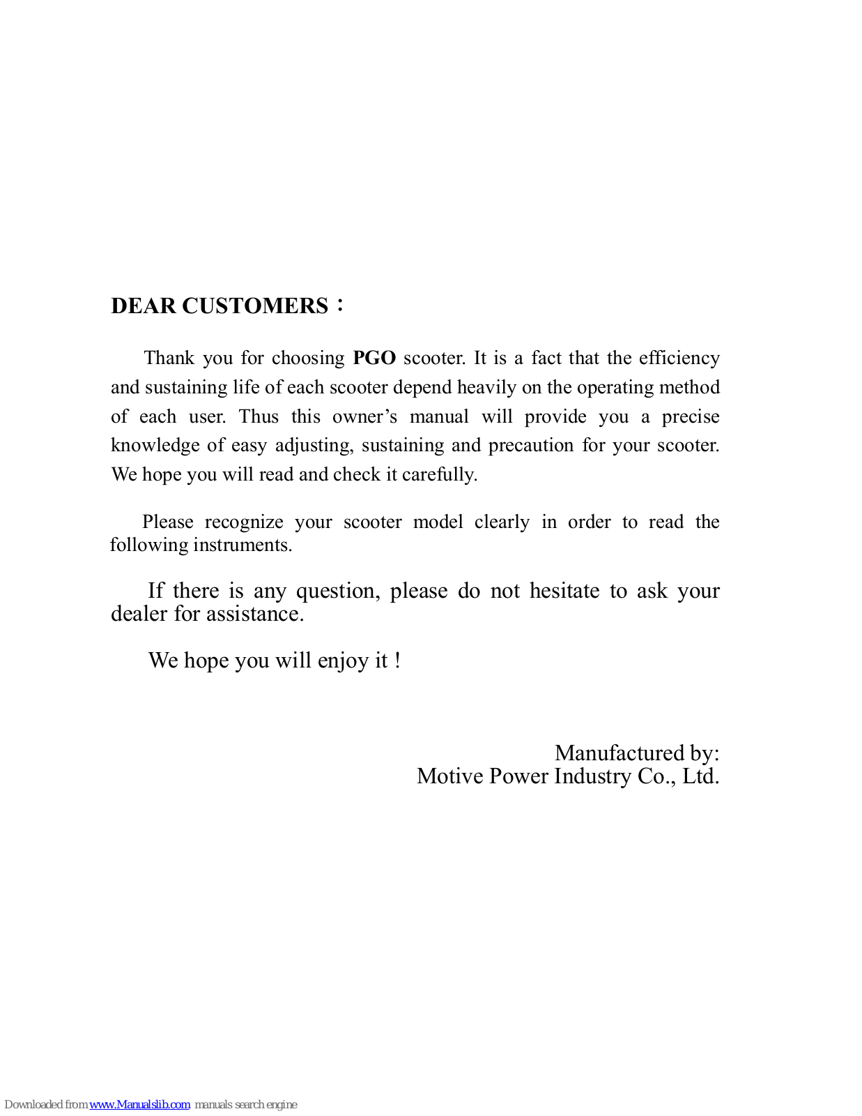 PGO PGO, BF-50, BF-125, BF-150, BF2-50 User Manual - ManualMachine.com