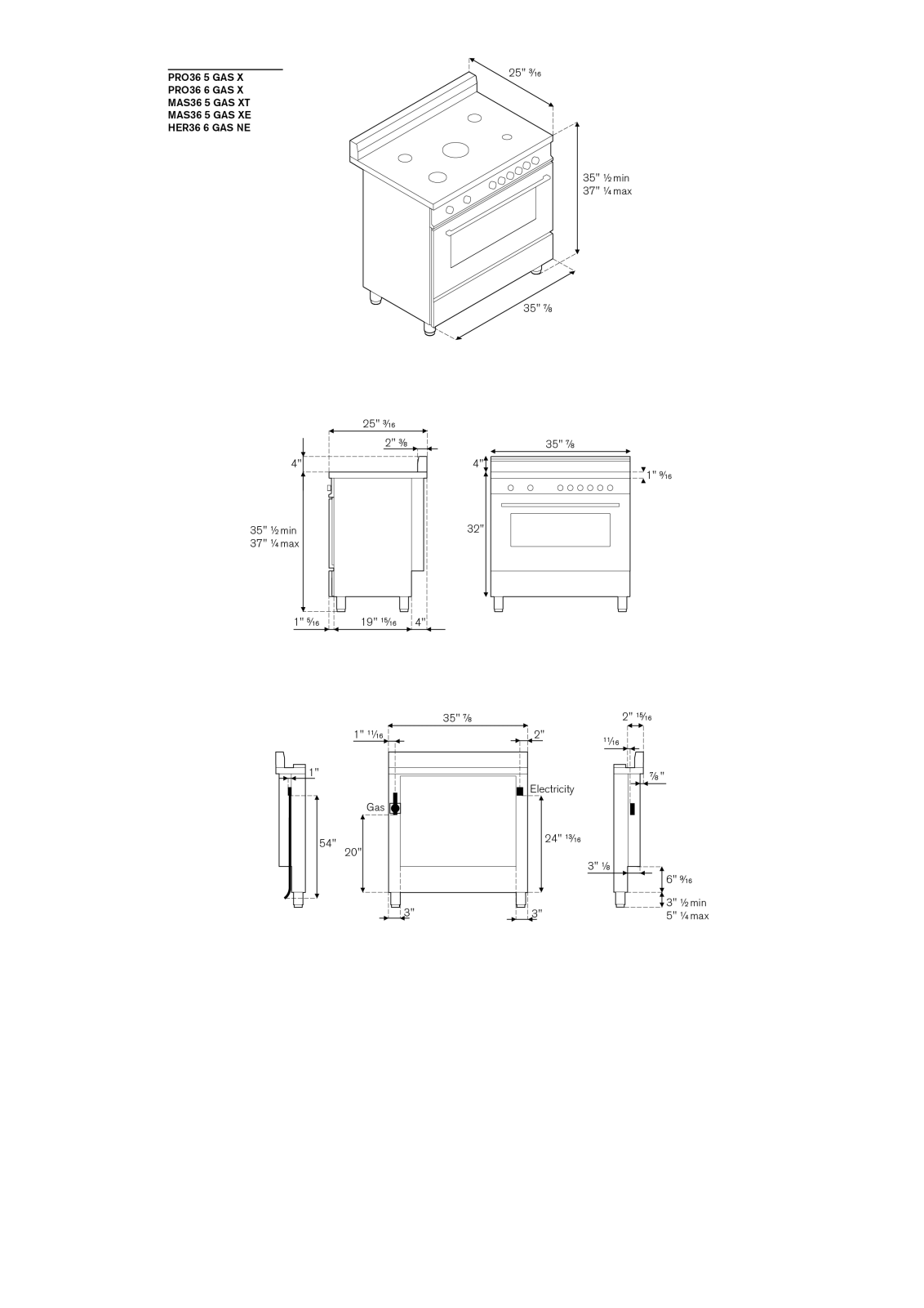 Bertazzoni HER366GASNE, PRO366GASX Installation