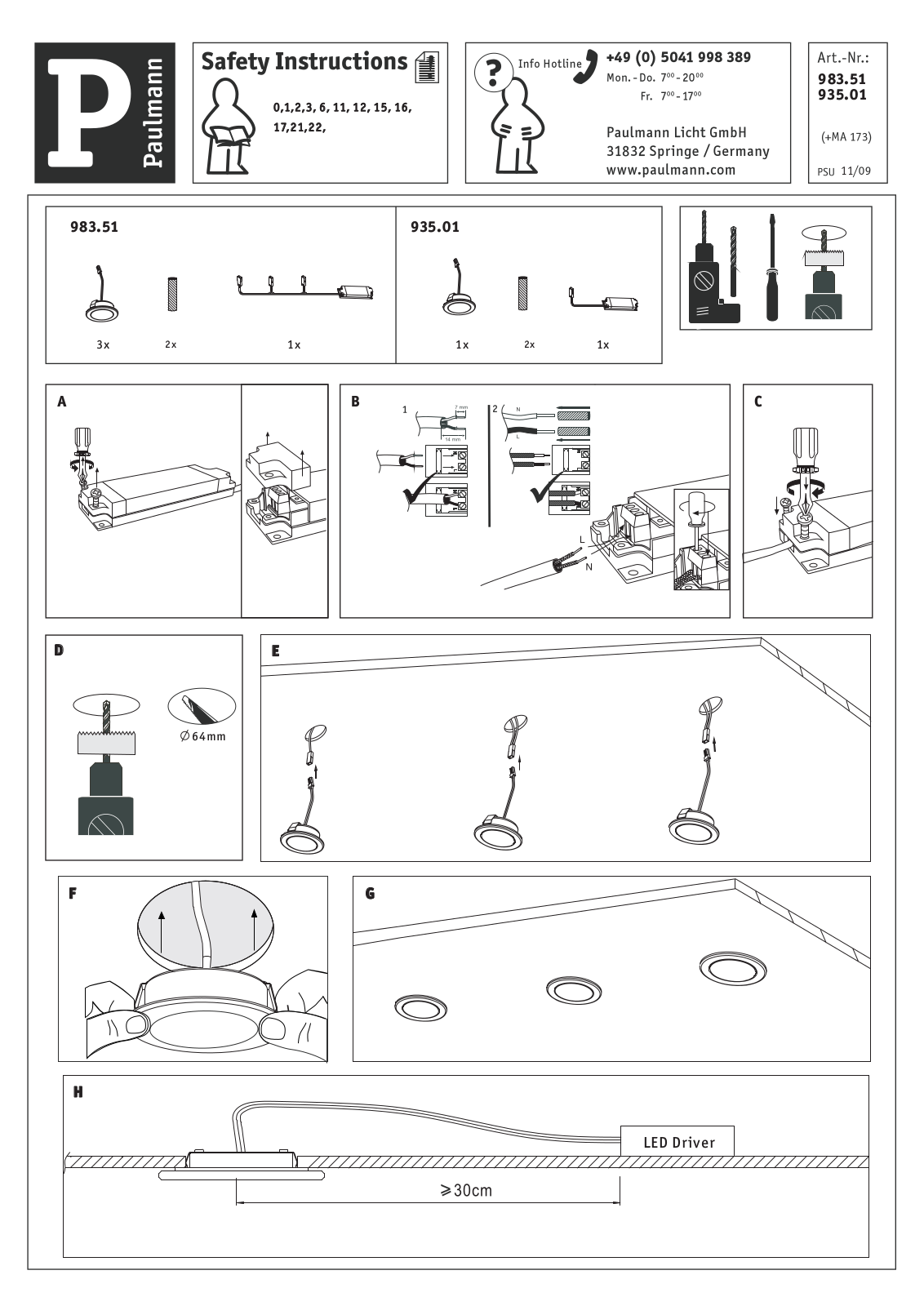 Paulmann 98351, 93501 Safety instructions - ManualMachine.com