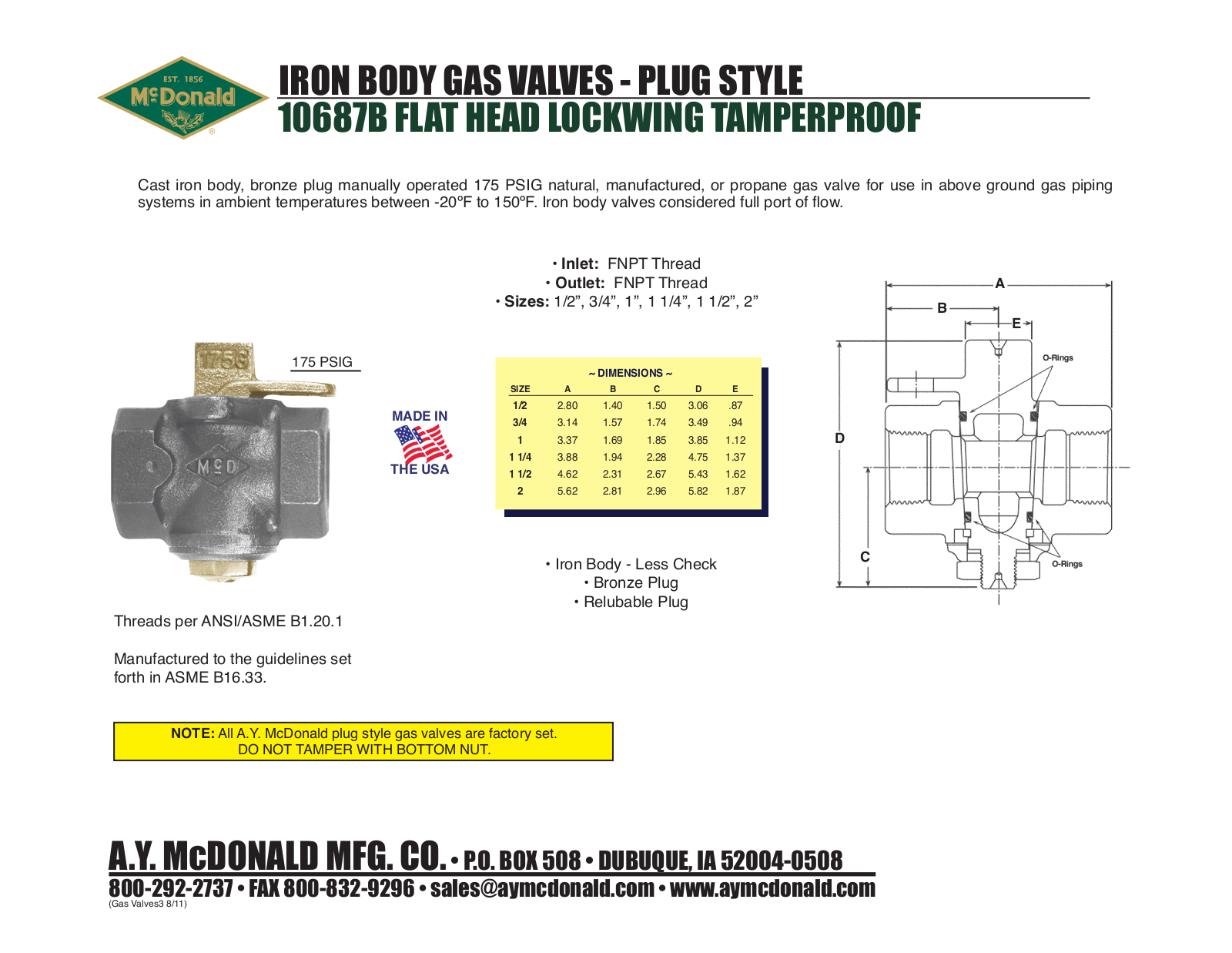 A.Y. McDonald 10686B User Manual