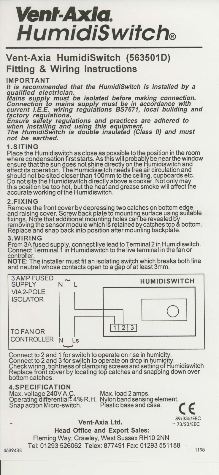 Vent-Axia 563501D Installation Instructions - ManualMachine.com