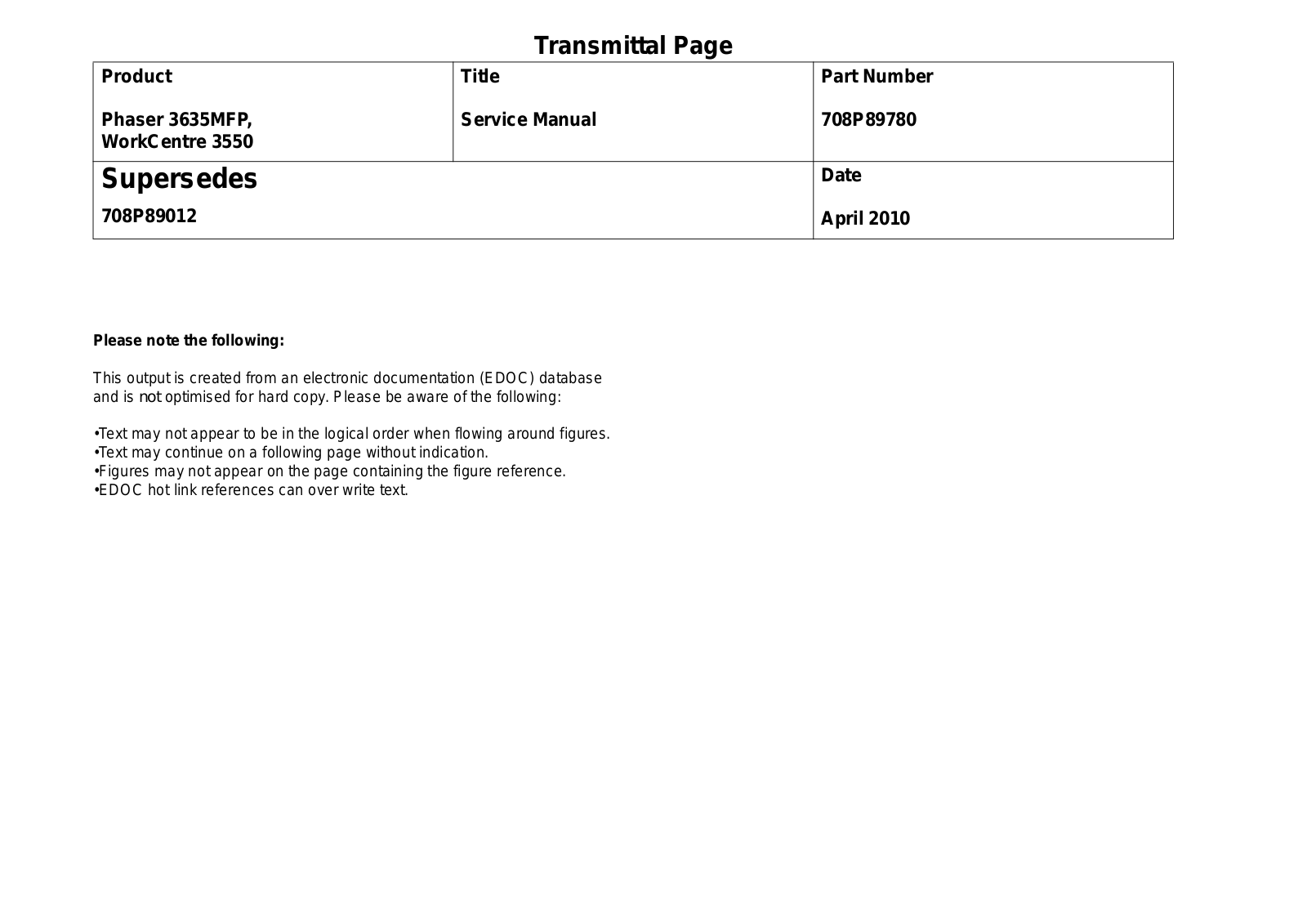 Xerox 3635MFP, 3550 Service manual