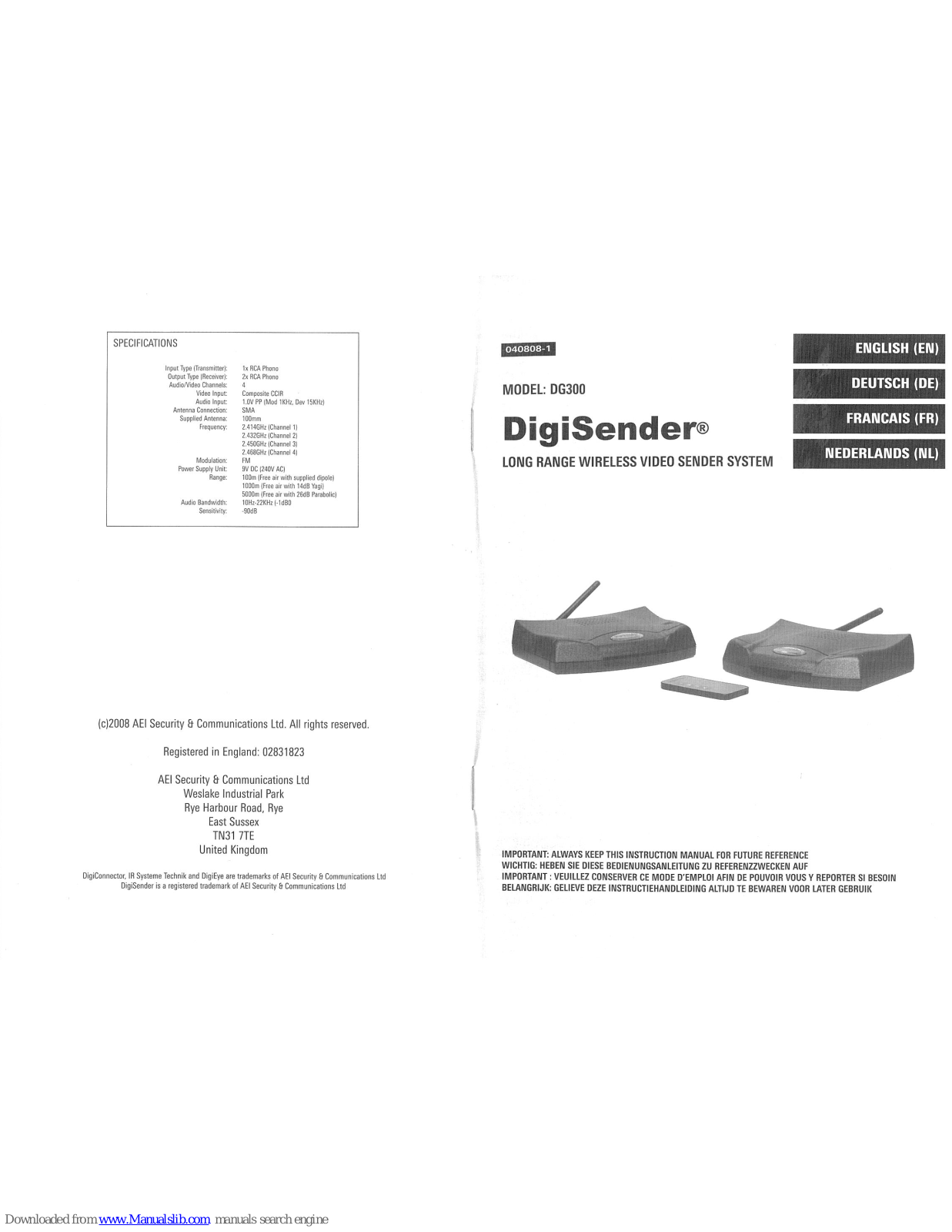 DigiSender DG300 Instruction Manual