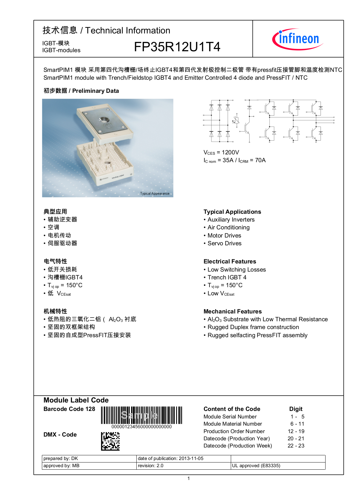 Infineon FP35R12U1T4 Data Sheet