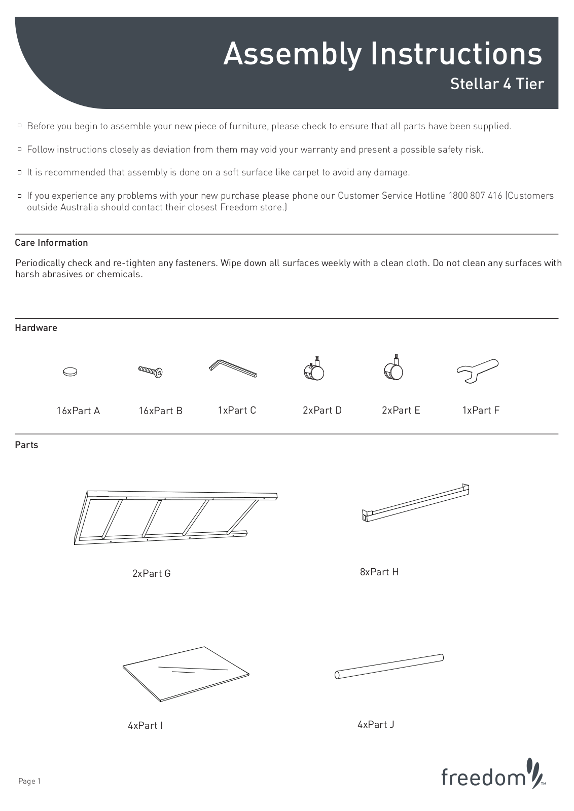 Freedom Stellar 4 Tier Assembly Instruction