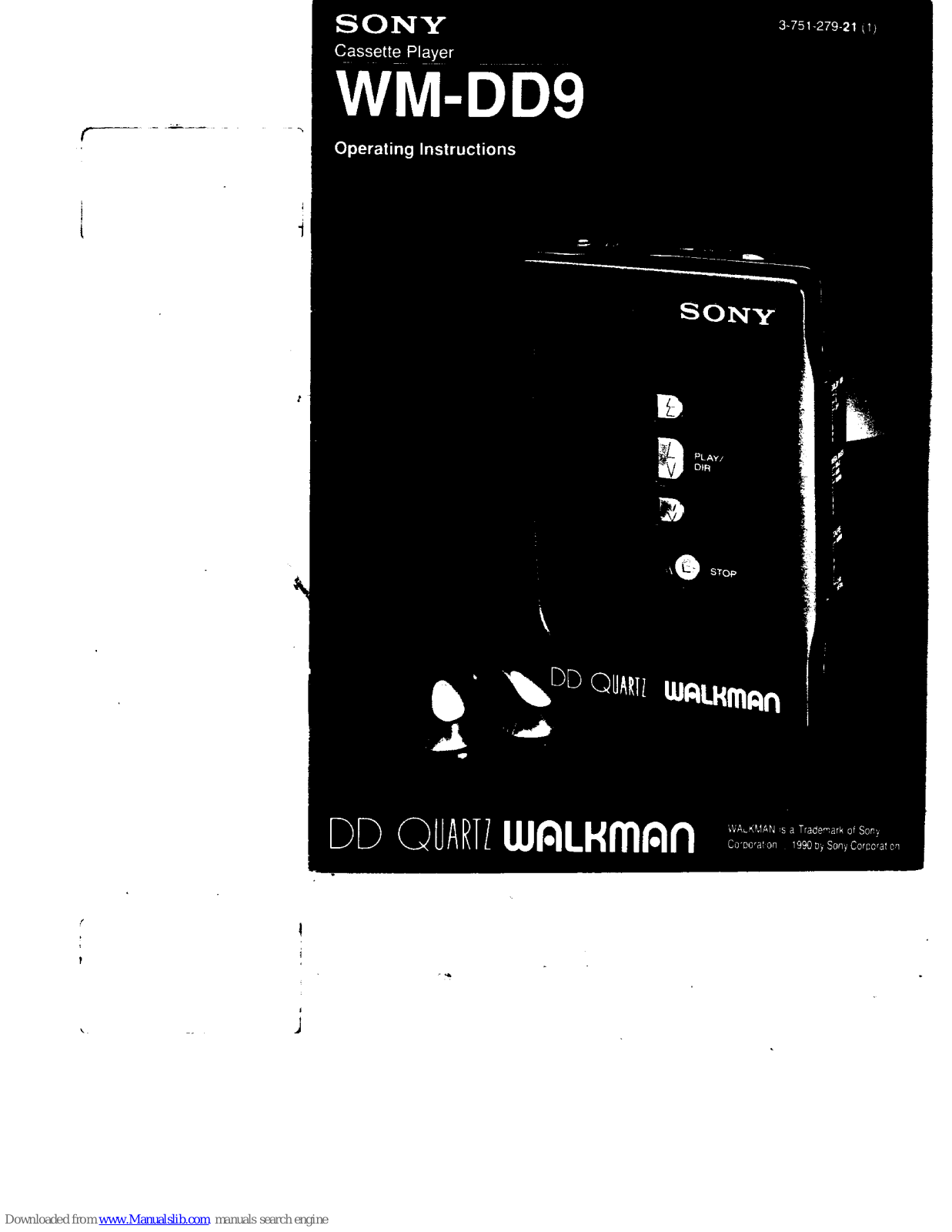 Sony DD Quartz Walkman WM-DD9 Operating Instructions Manual