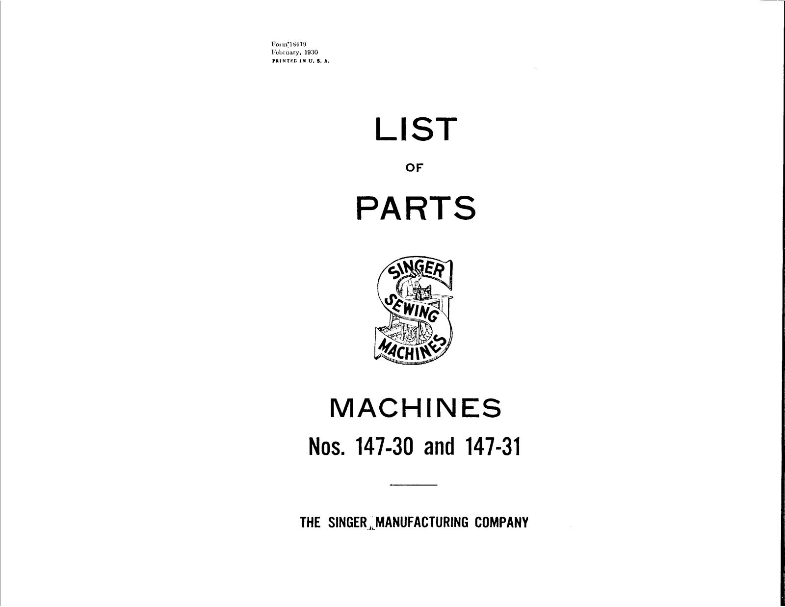 Singer 147-30, 147-31 User Manual