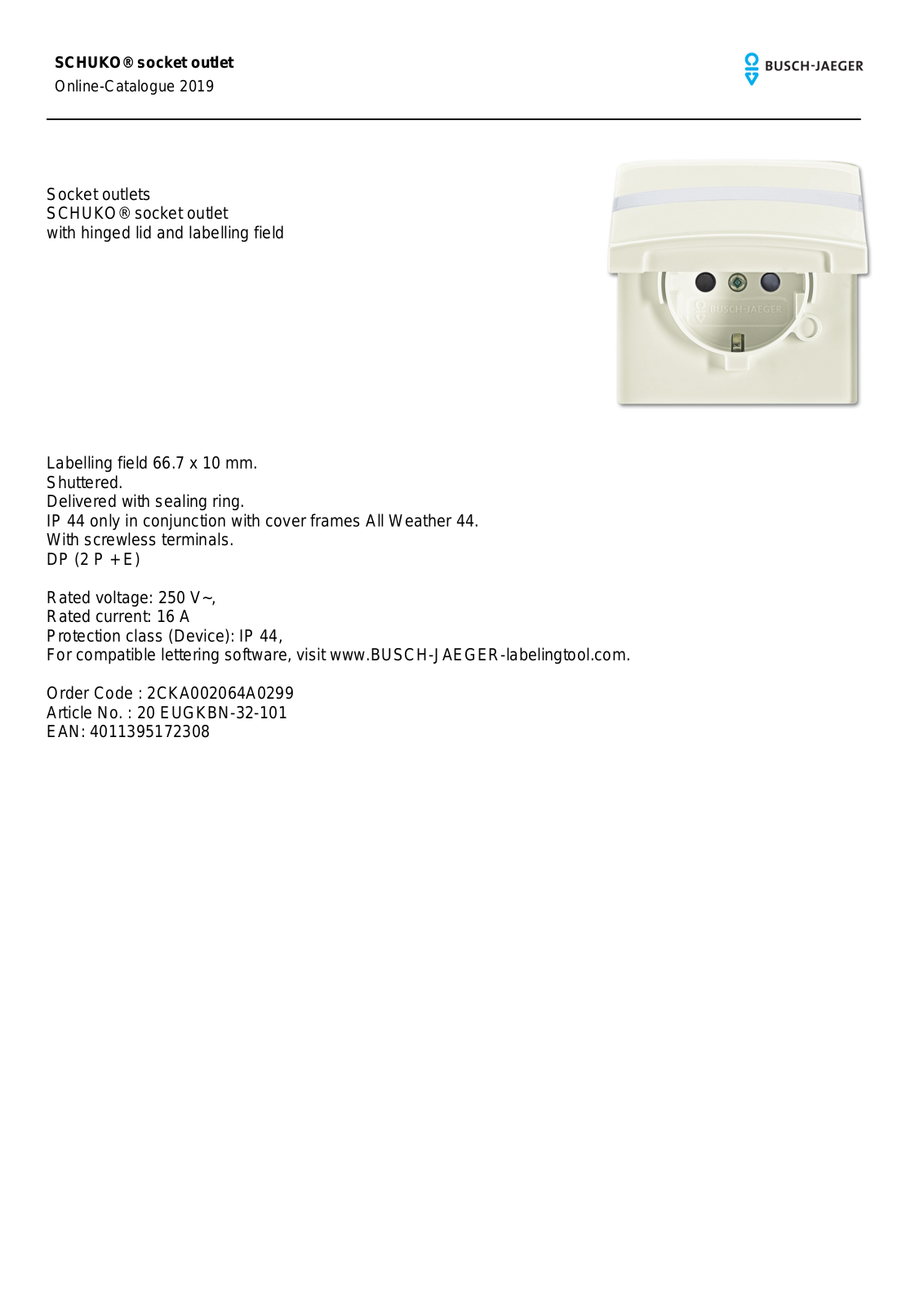 Busch-Jaeger 20 EUGKBN-32-101 User Manual