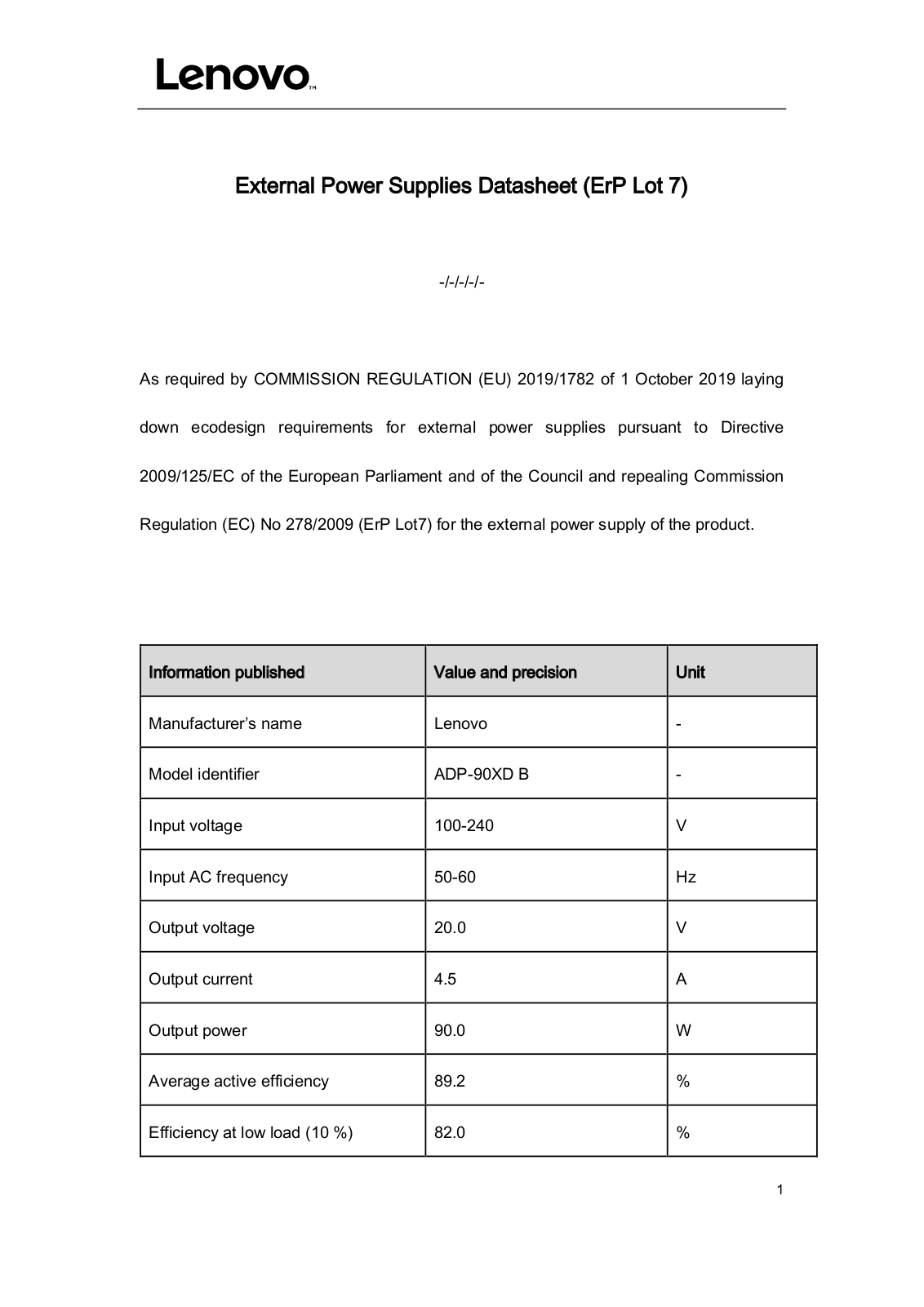 Lenovo ADP-90XD B Datasheet