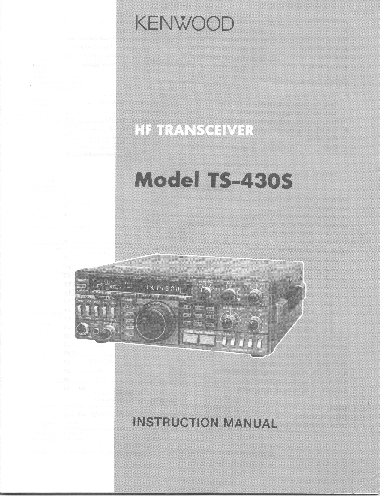Kenwood TS-430S User Manual
