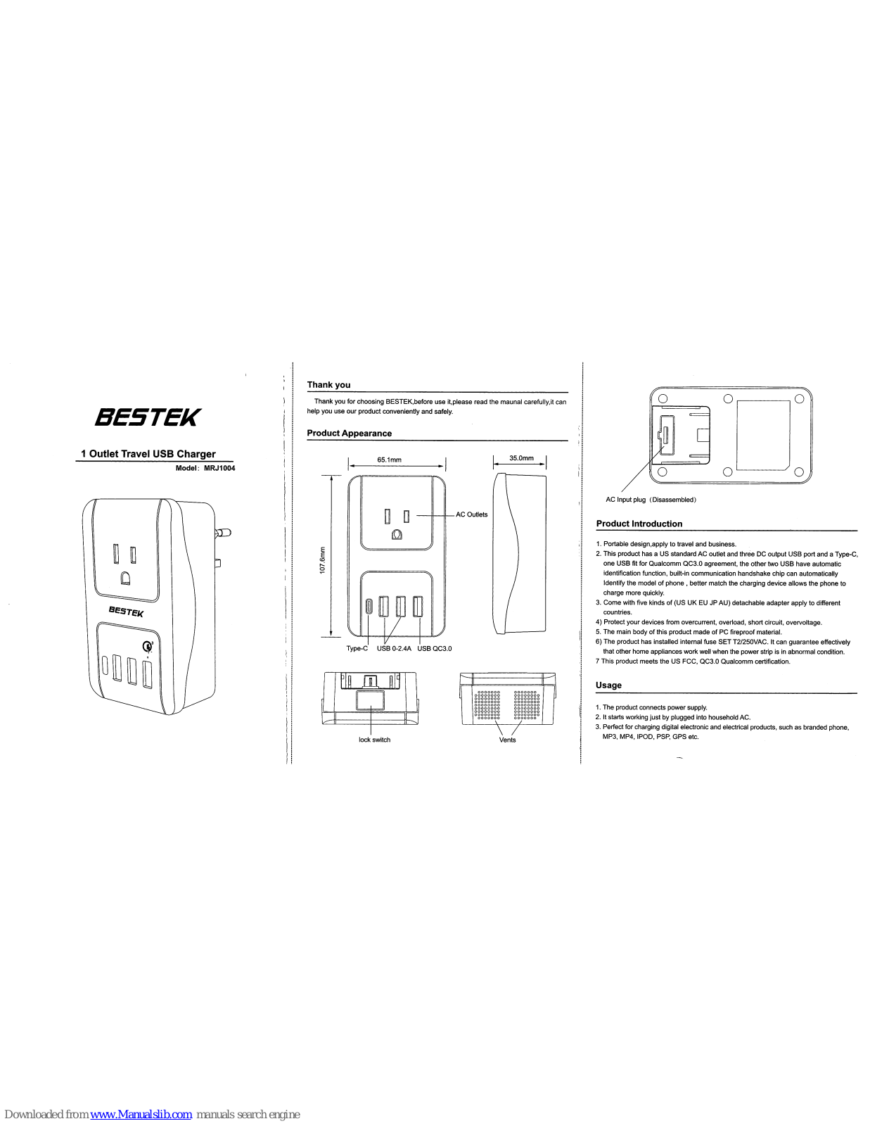 BESTEK MRJ1004 User Manual - ManualMachine.com
