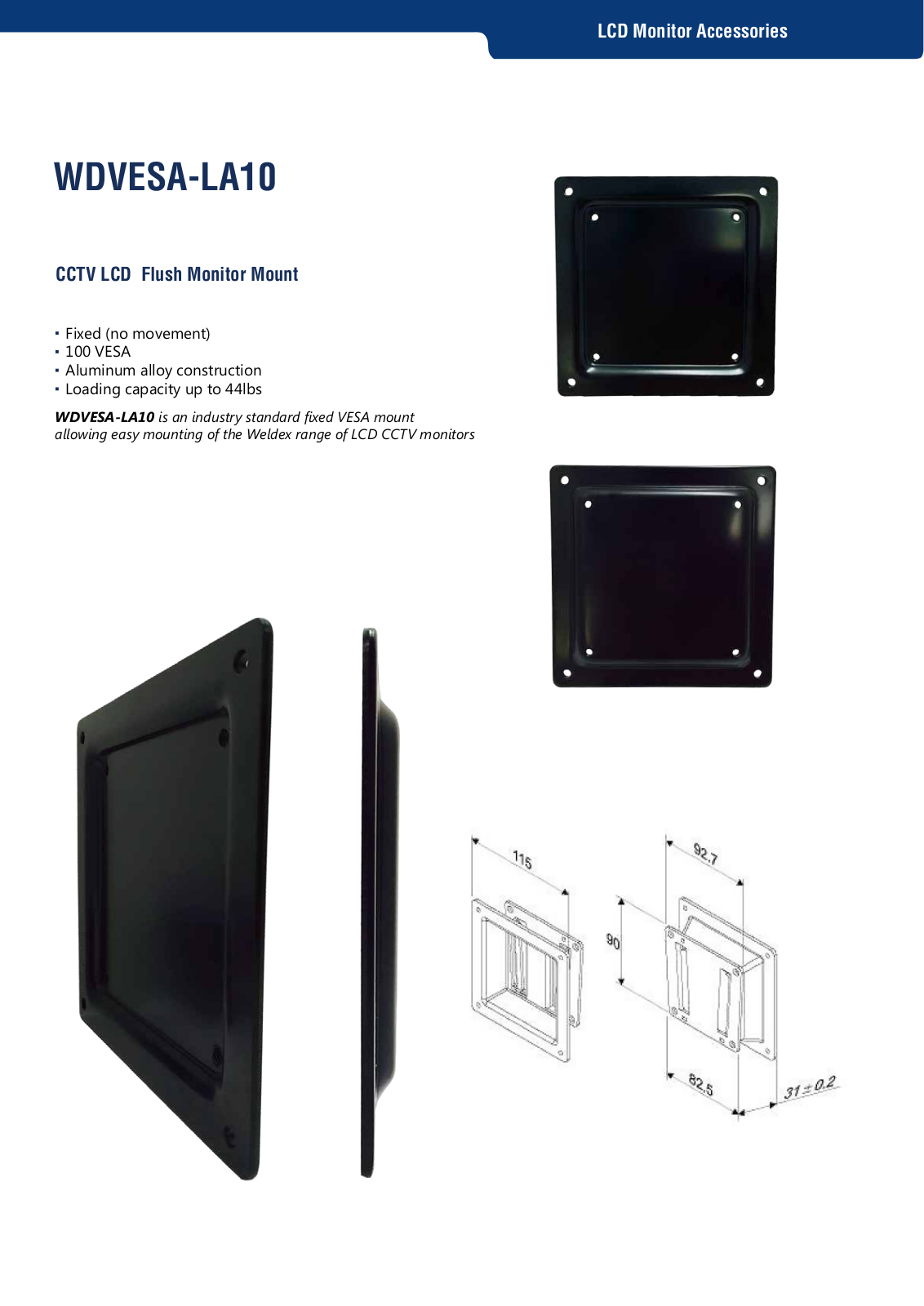 Weldex WDVESA-LA10 Specsheet