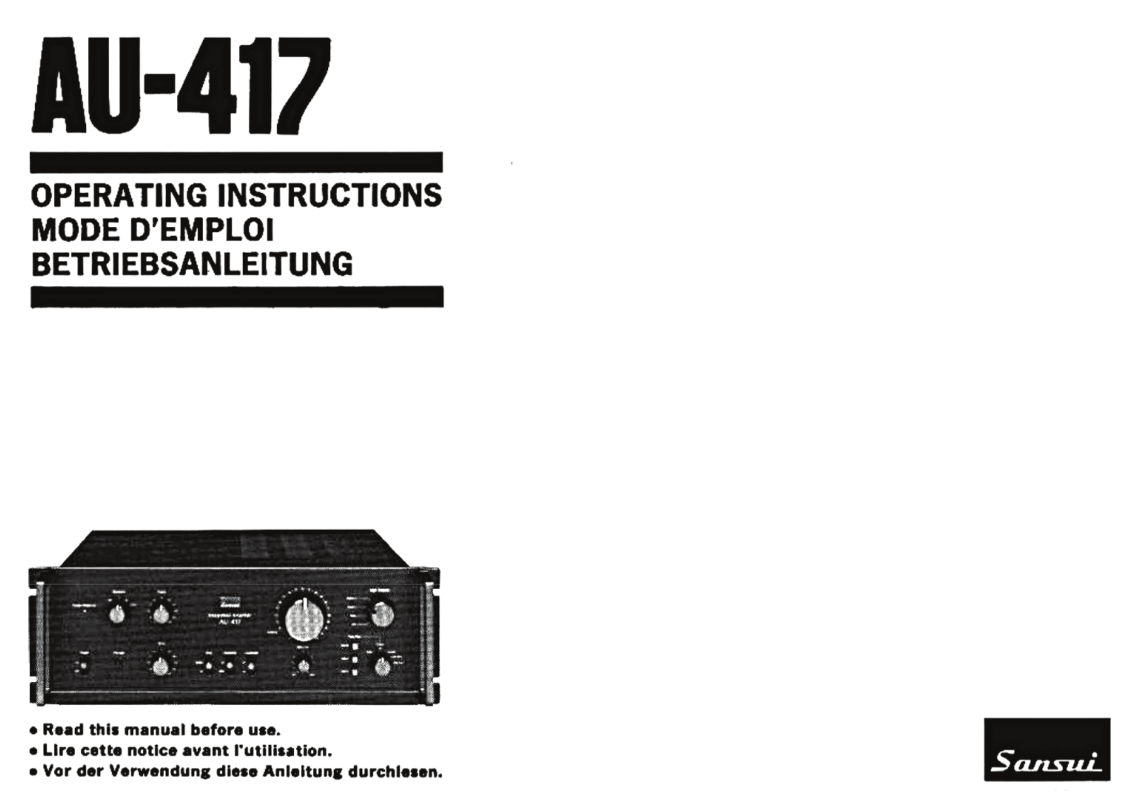 Sansui AU-417 Owners Manual