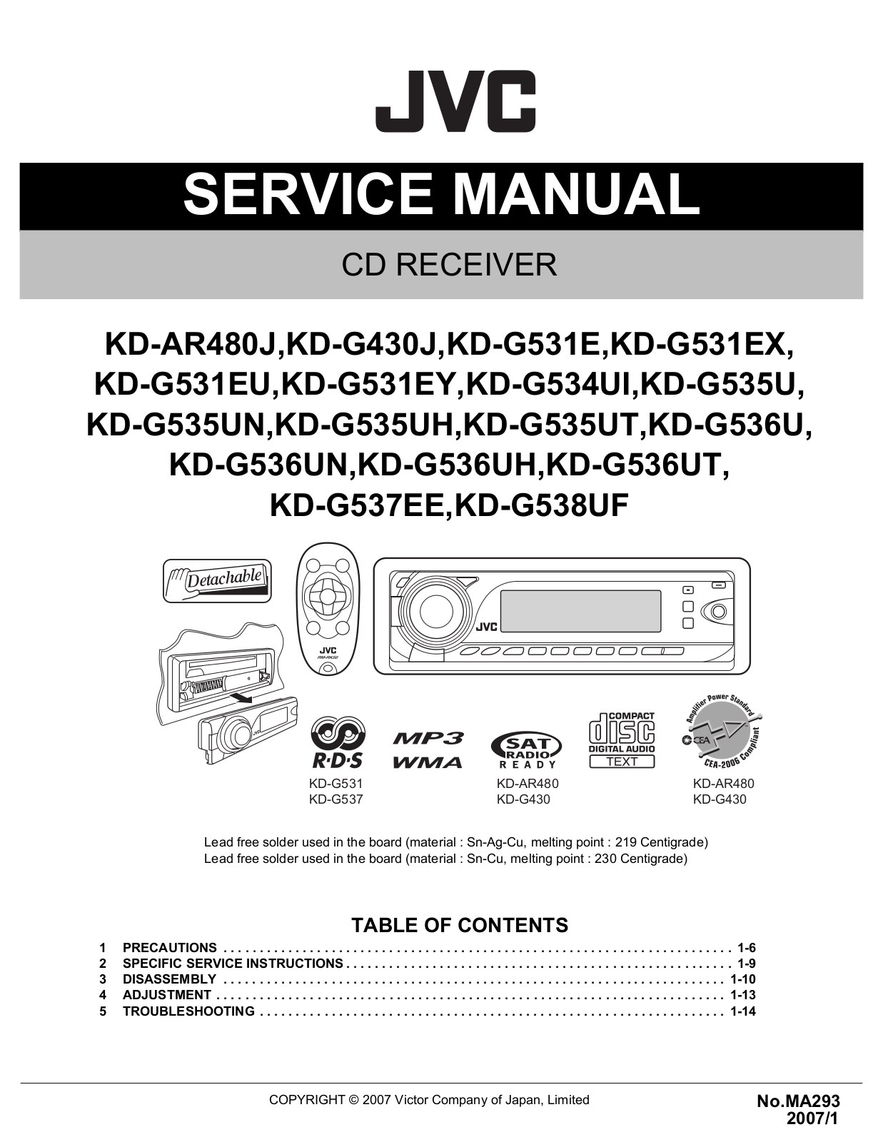 Jvc KD-G538-UF, KD-G537-EE, KD-G536-UH, KD-G536-U, KD-G535-UT Service Manual