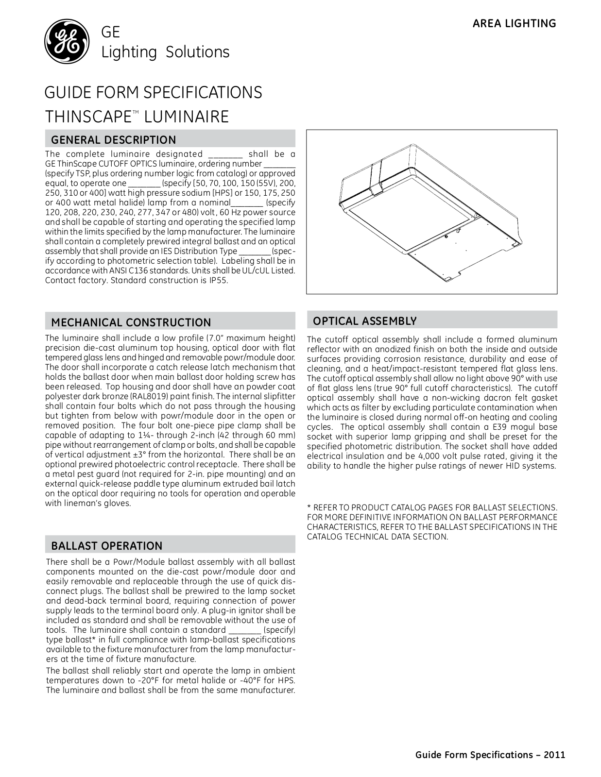 GE TSP Specification Sheet