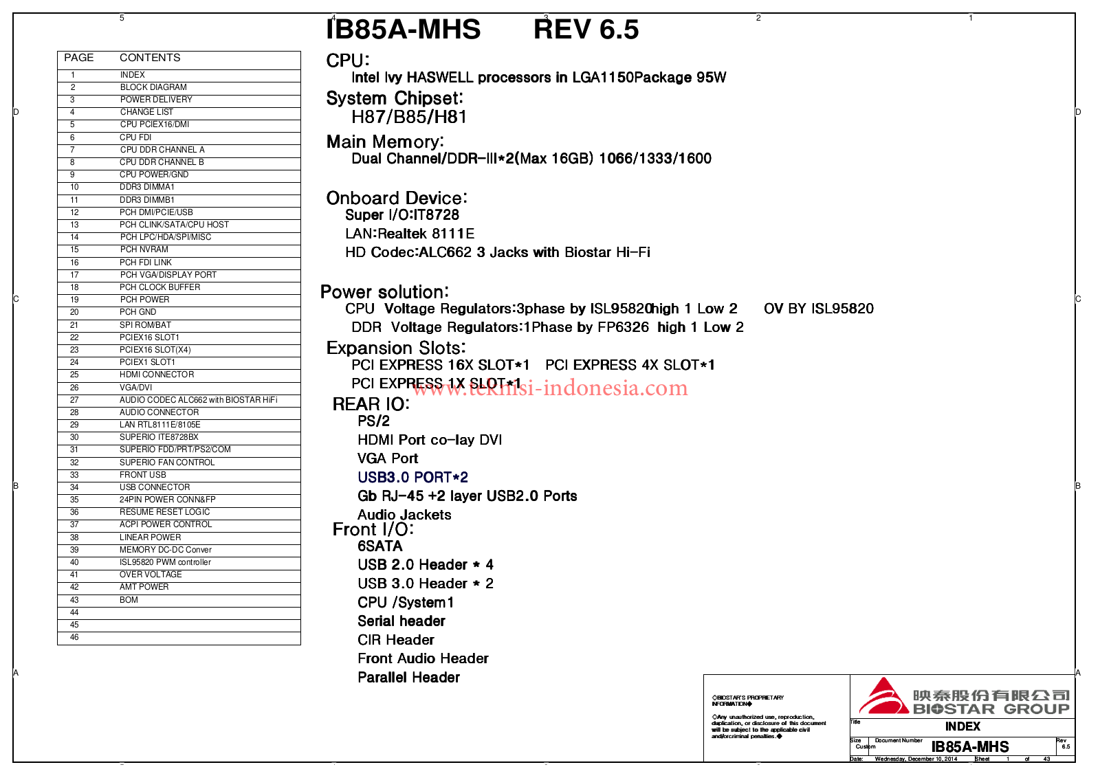 Biostar HIFI B85S3 Schematics