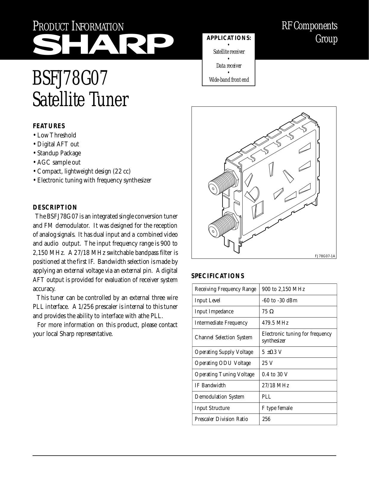 Sharp BSFJ78G07 Datasheet