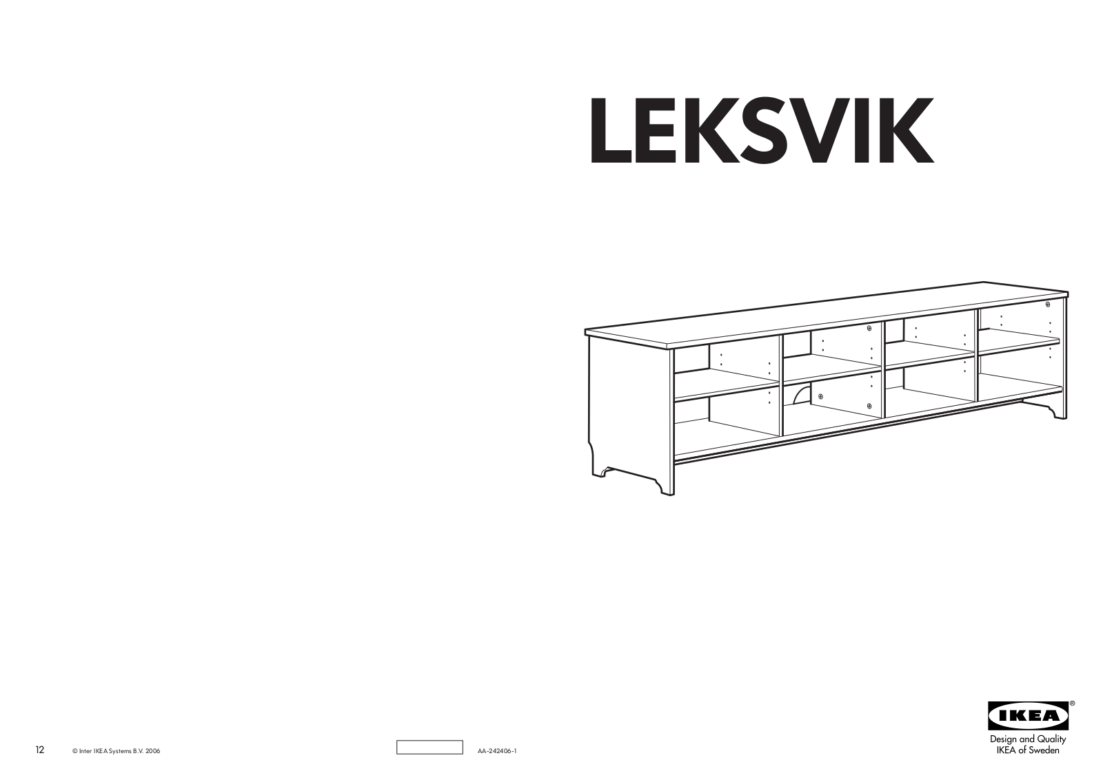IKEA LEKSVIK STORAGE-TV BENCH 75X18 Assembly Instruction