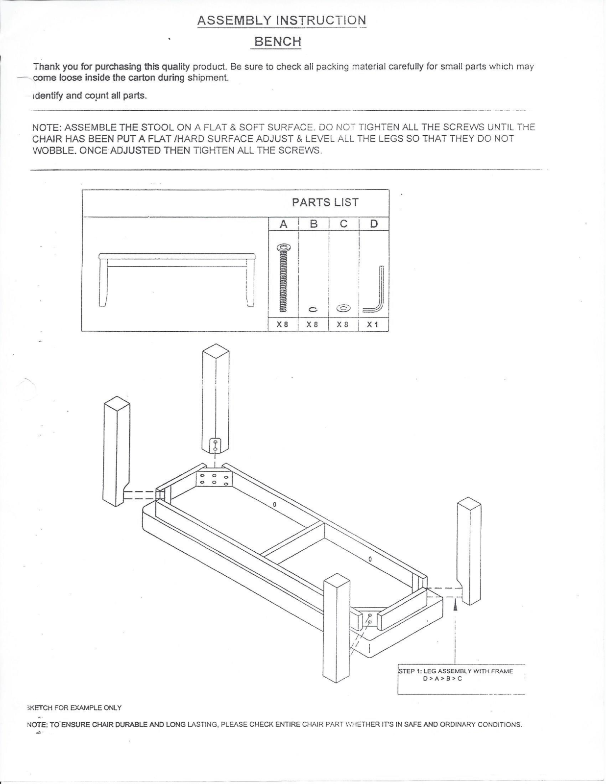 Wildon Home CST5693 Assembly Instruction