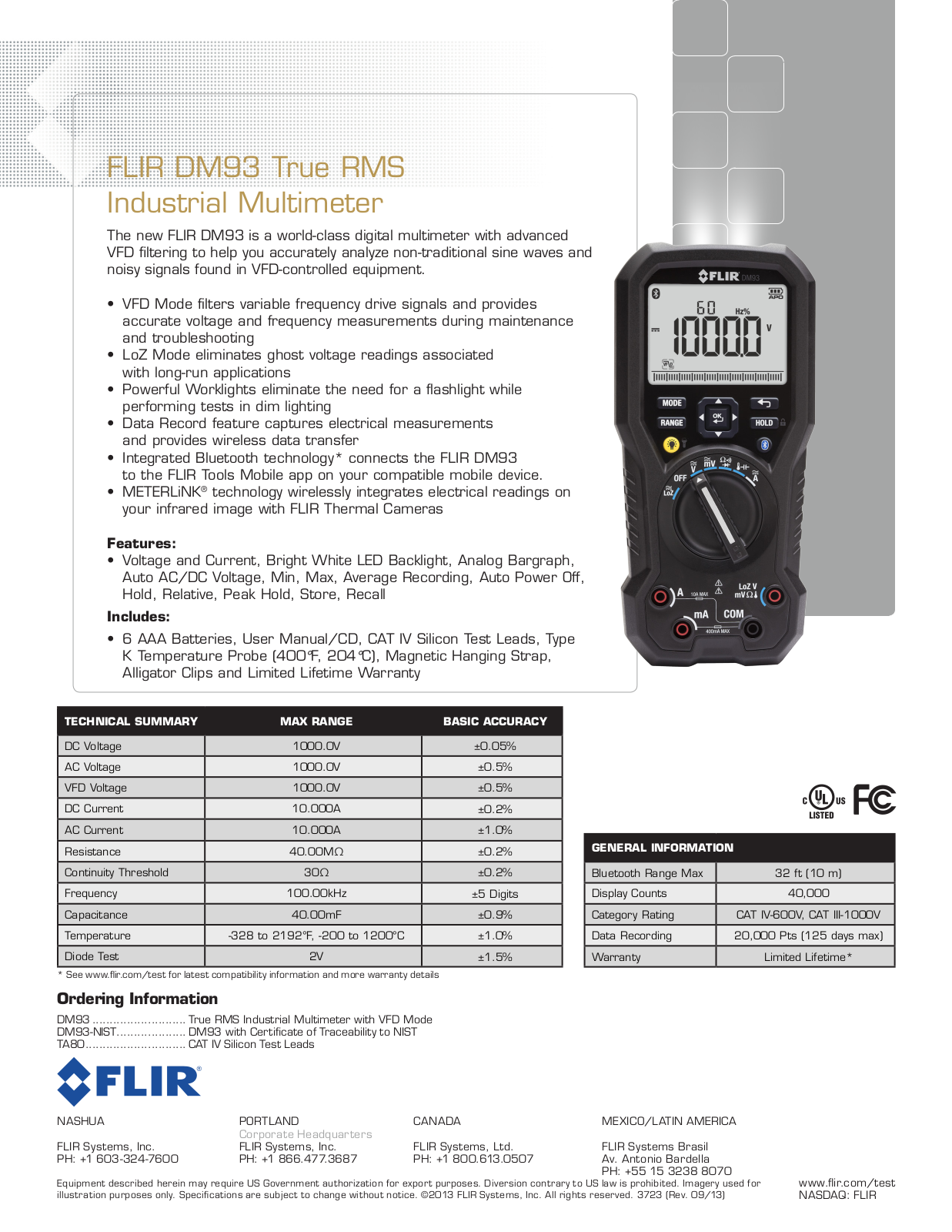 FLIR DM93 Specifications