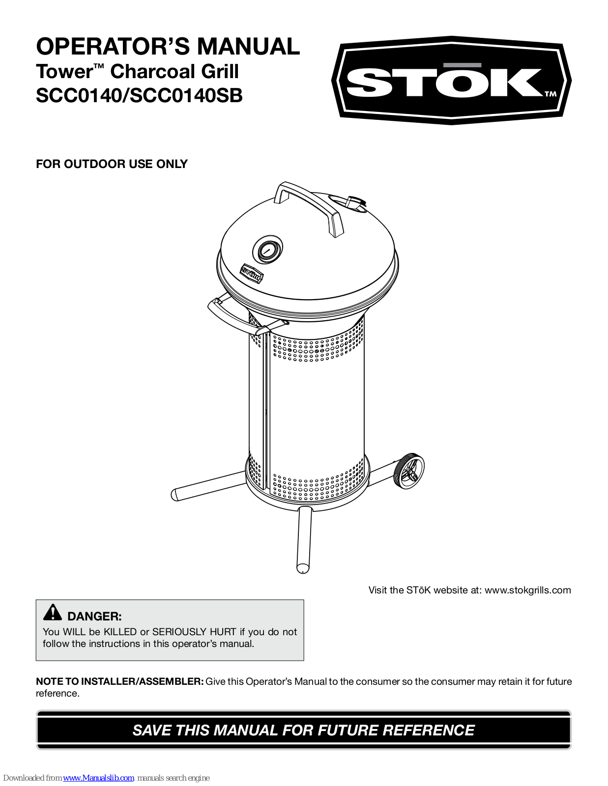 STOK Tower SCC0140, Tower SCC0140SB Operator's Manual