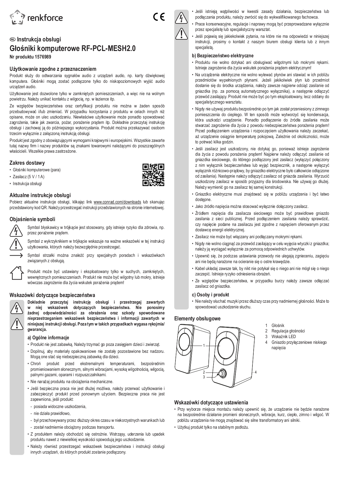 Renkforce 1576989 Operating Instructions