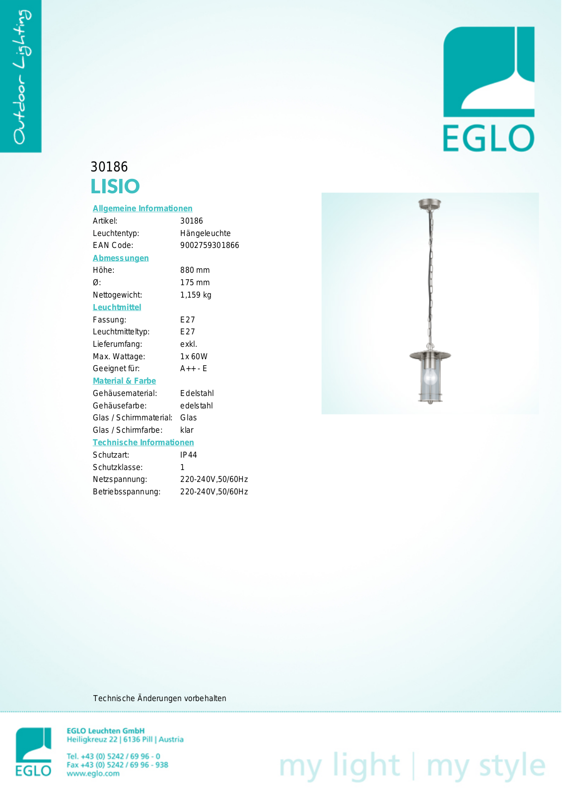 Eglo 30186 Service Manual