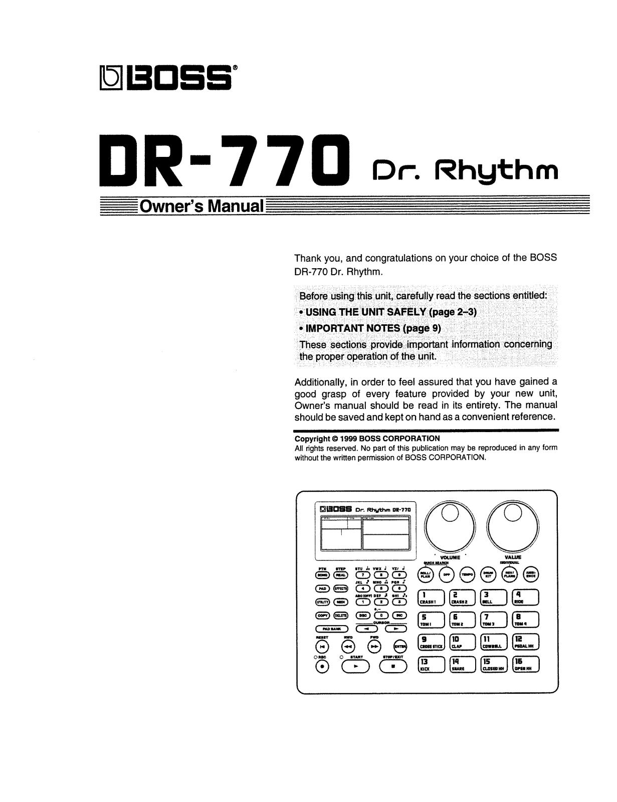 Boss DR-770 User Manual