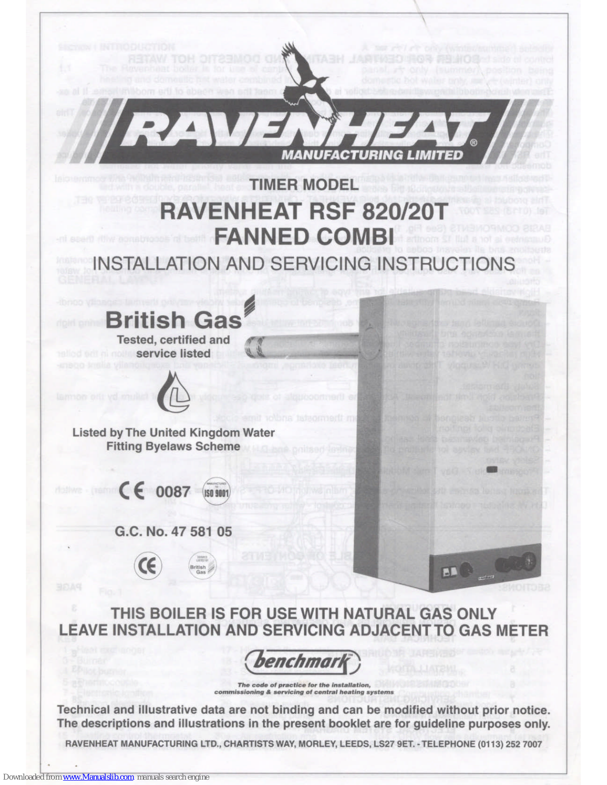 Ravenheat RSF820/20T, RSF 820, RSF 20T Installation And Servicing Manual