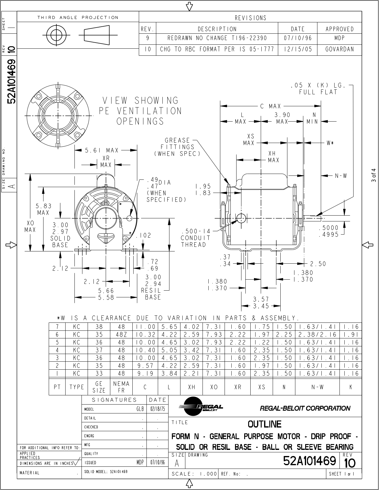 Marathon Electric 52A101469 Reference Drawing