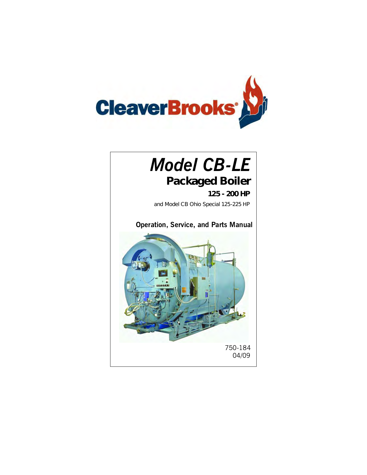 CleaverBrooks CB-LE 125 HP, CB-LE 150 HP, CB-LE 200 HP Operation, Service And Parts Manual