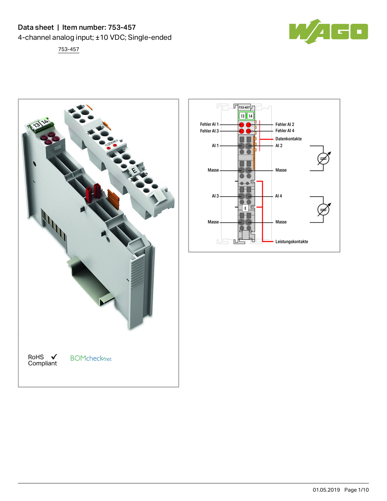 Wago 753-457 Data Sheet