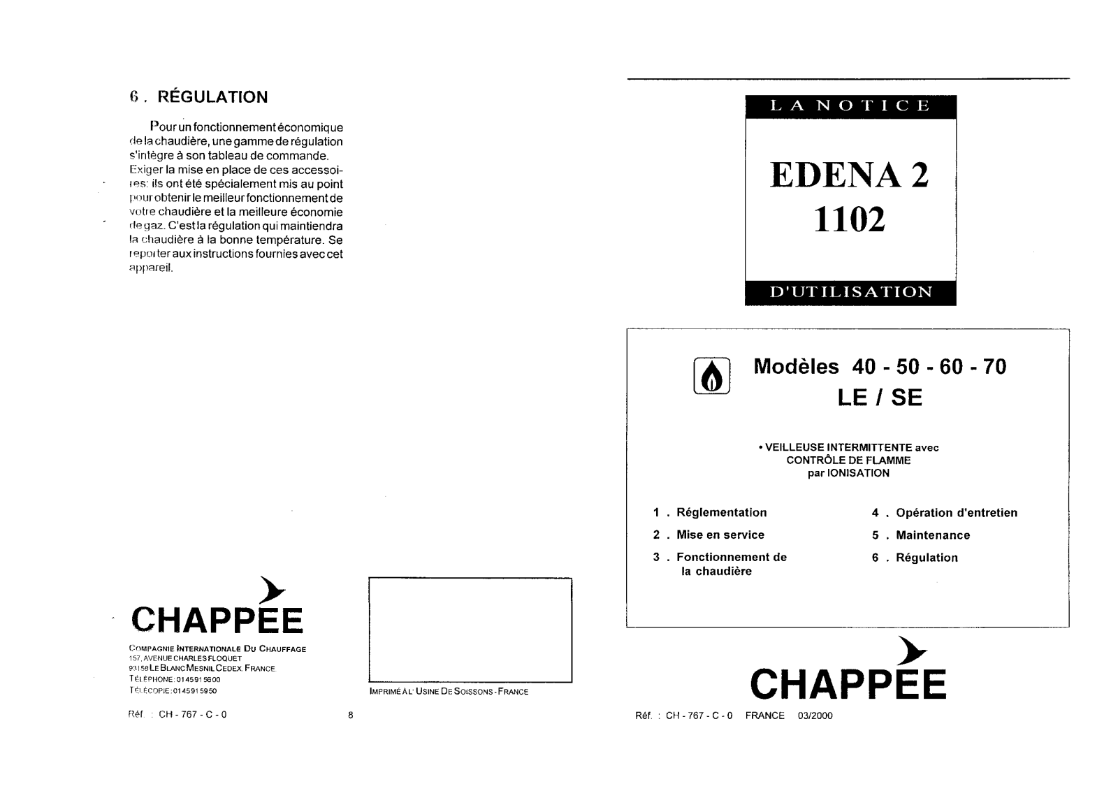 CHAPPEE Edena 2 40 LE, Edena 2 40 SE, Edena 2 50 LE, Edena 2 50 SE, Edena 2 60 LE User Manual