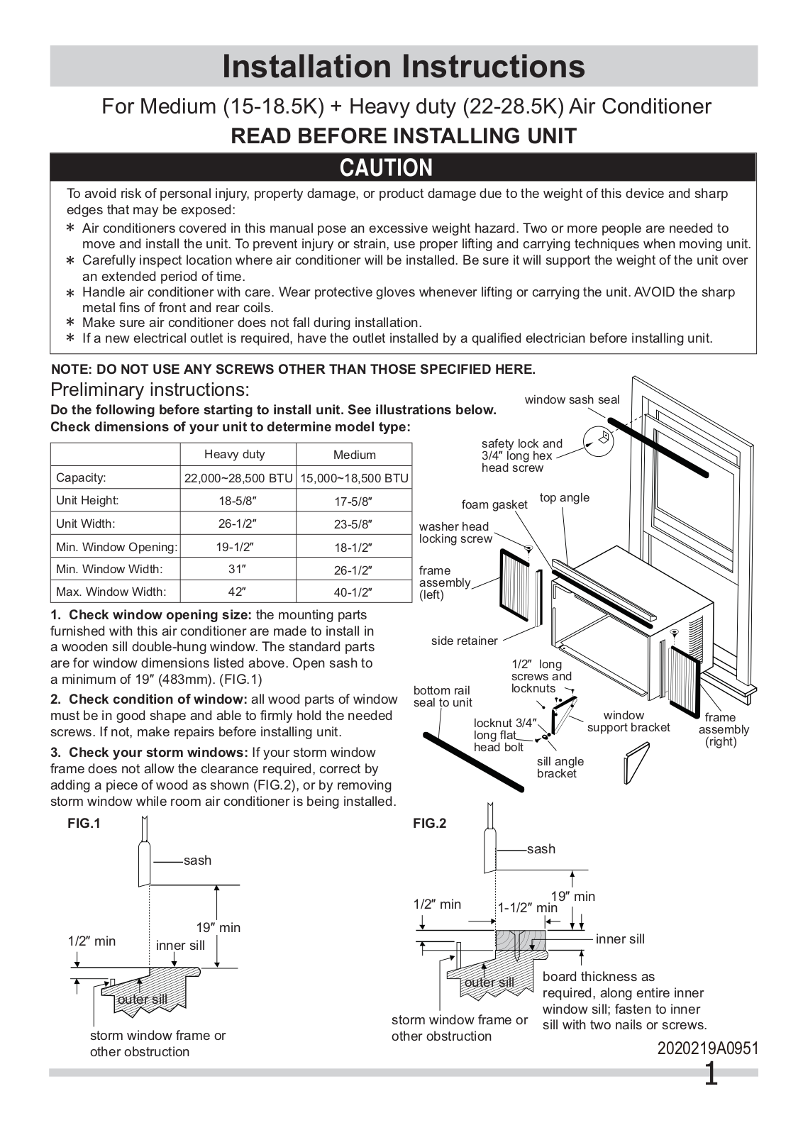 Frigidaire 2020219A0951 User Manual