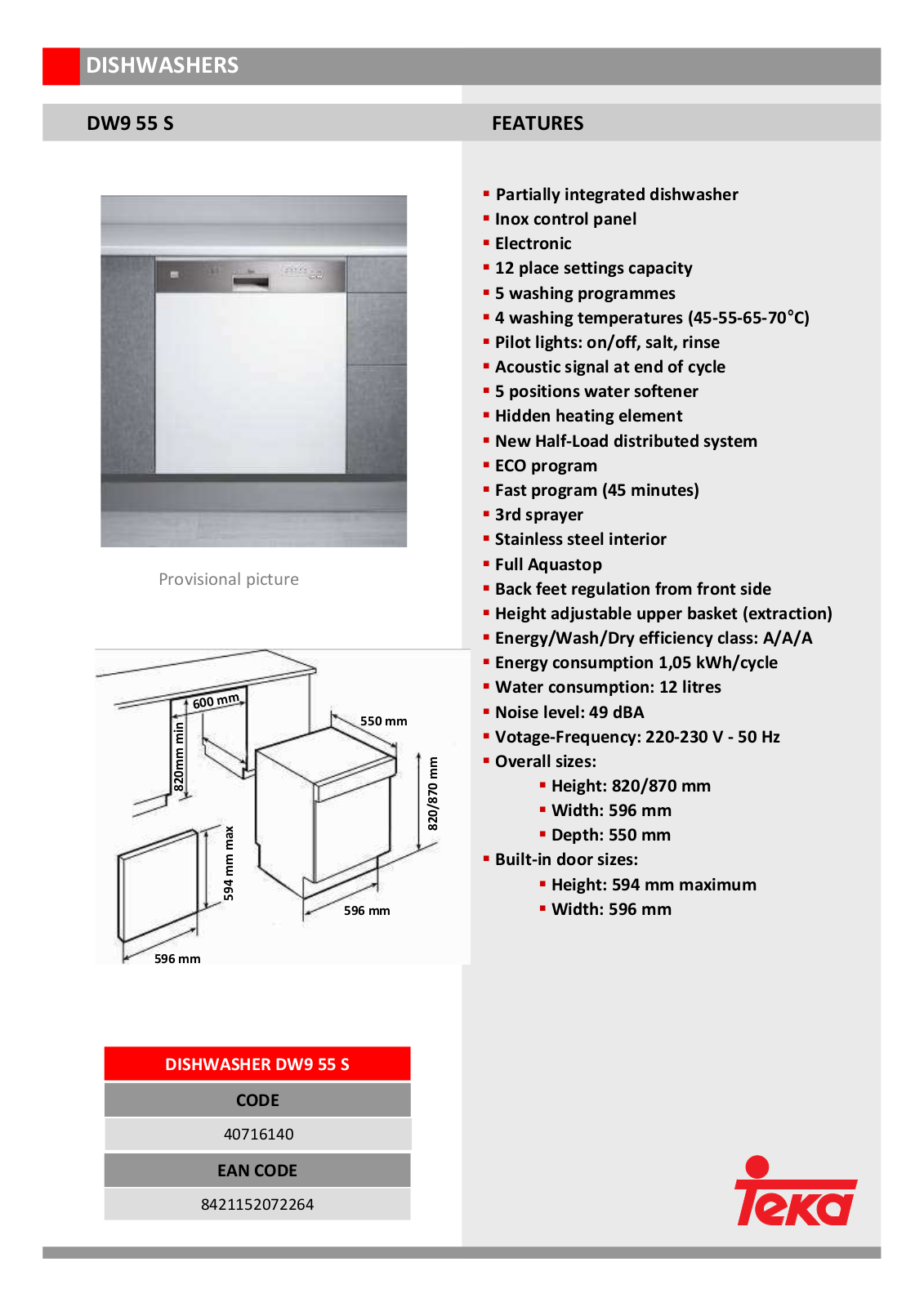 Teka DW9 55 S User Manual