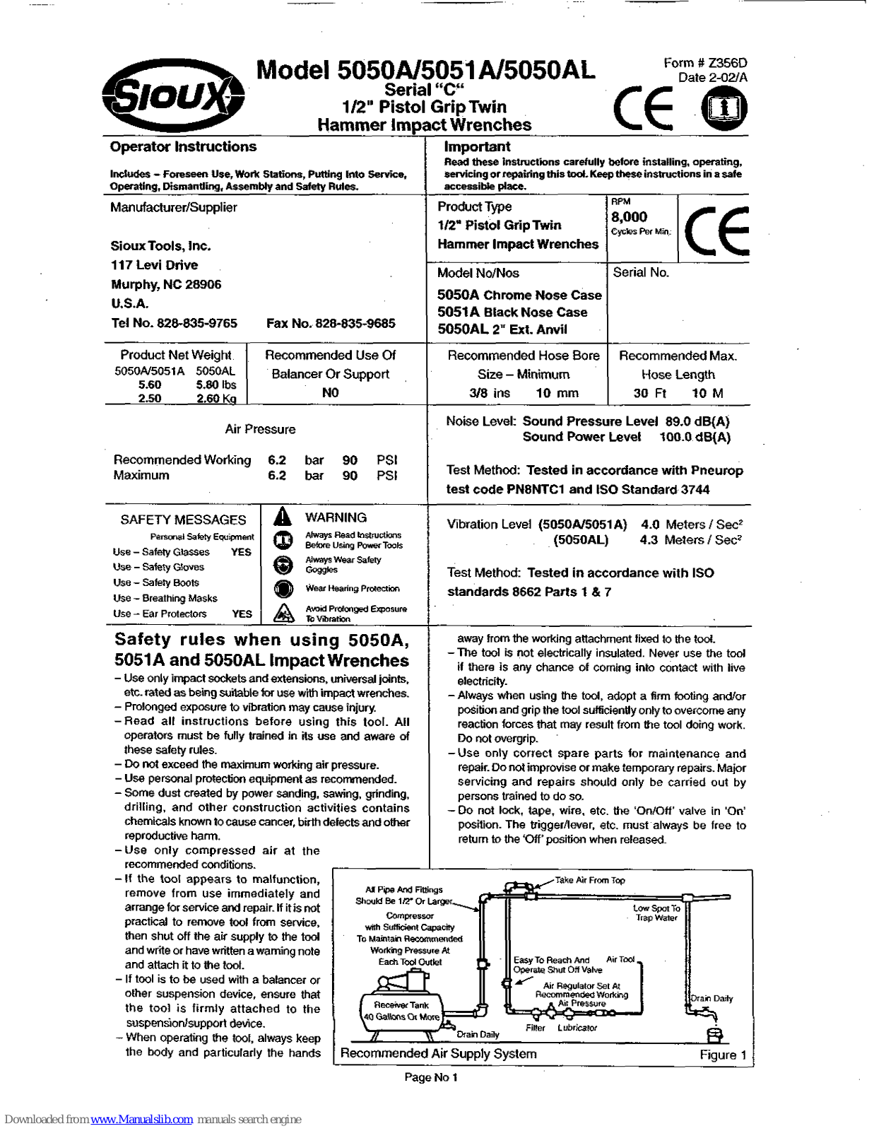 Sioux Tools 5050A Operator Instructions Manual - ManualMachine.com