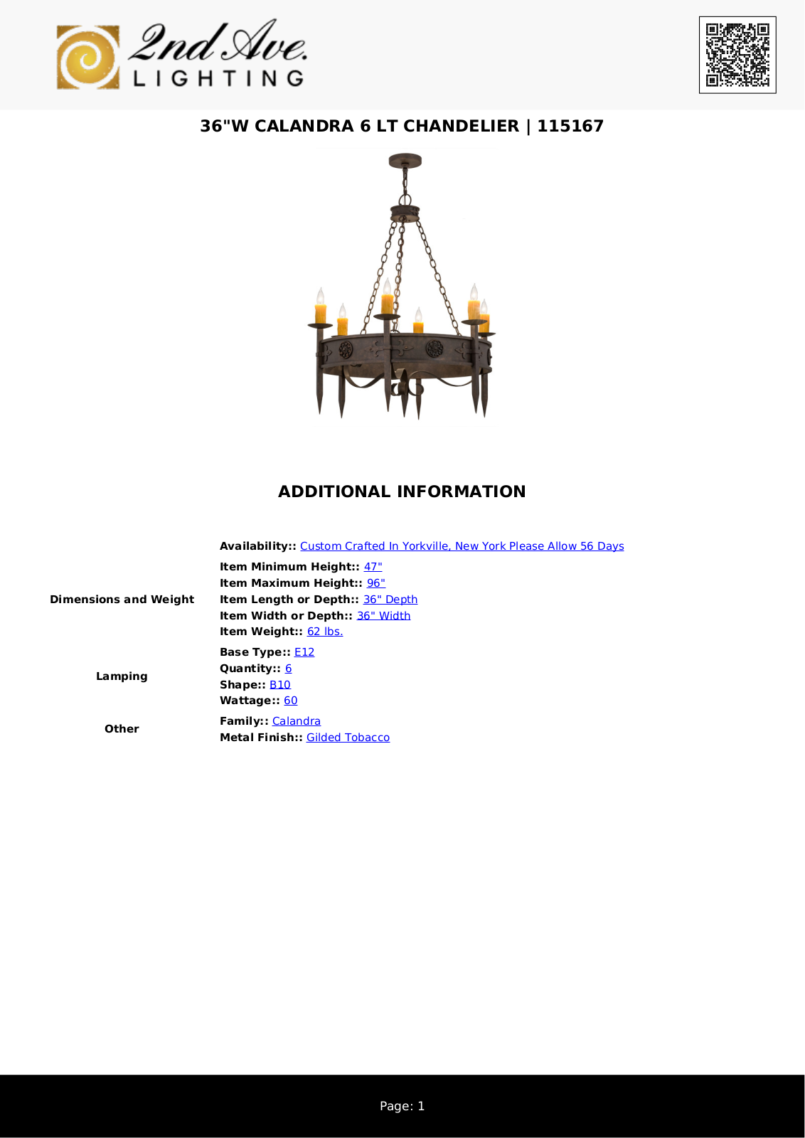 2nd Ave Design W008324136 Specifications - ManualMachine.com