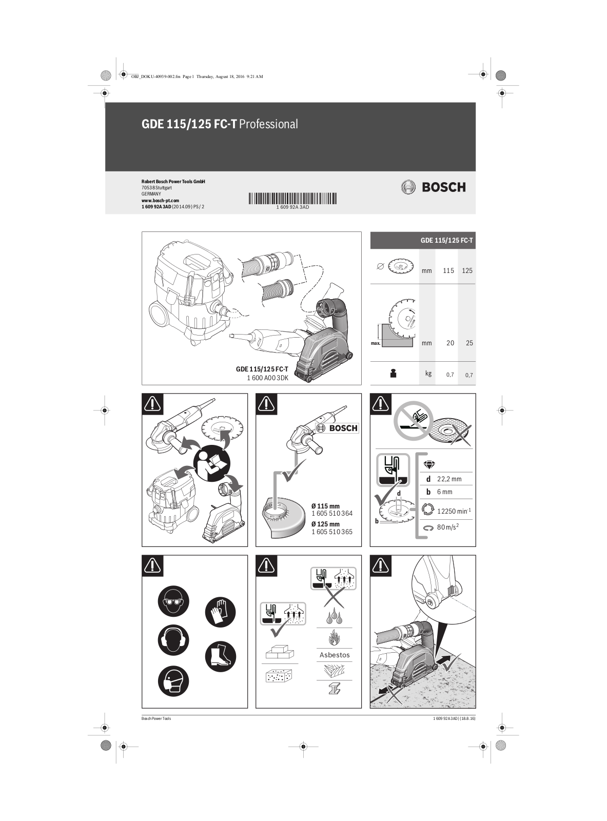 Bosch GDE 115/125 FC-T User Manual