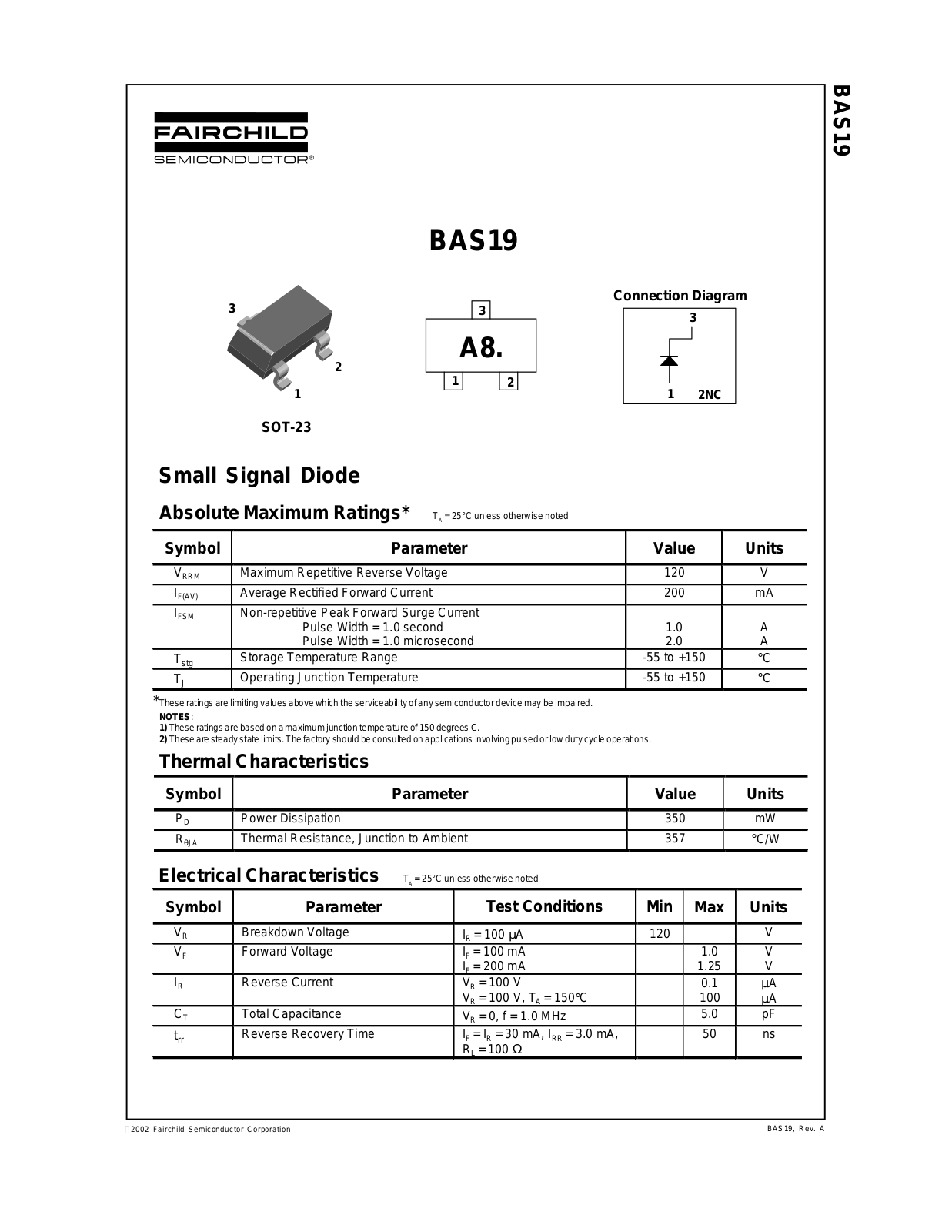 Fairchild BAS19, BAS19 Schematic