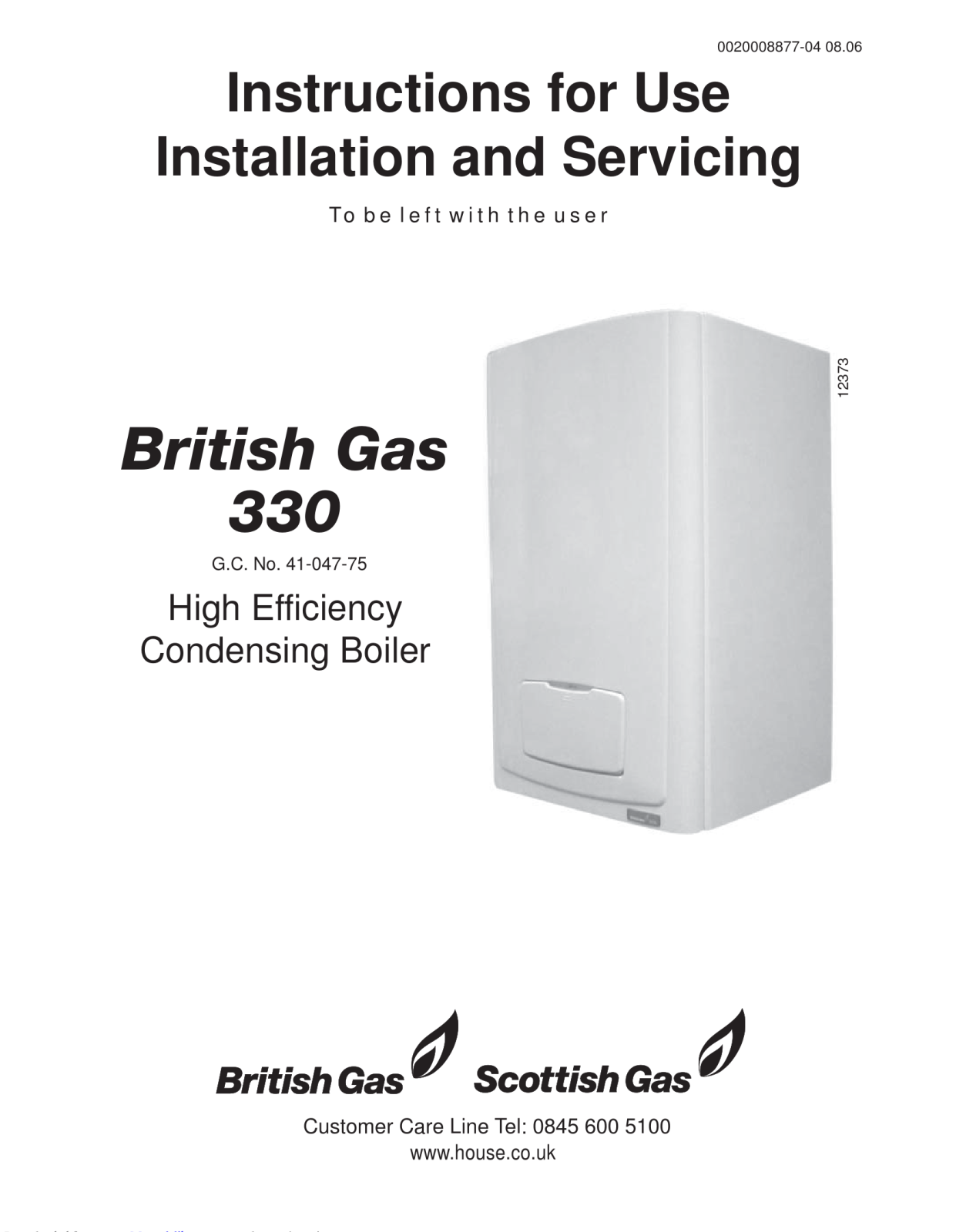 British Gas BG 330 Instructions for use installation and servicing