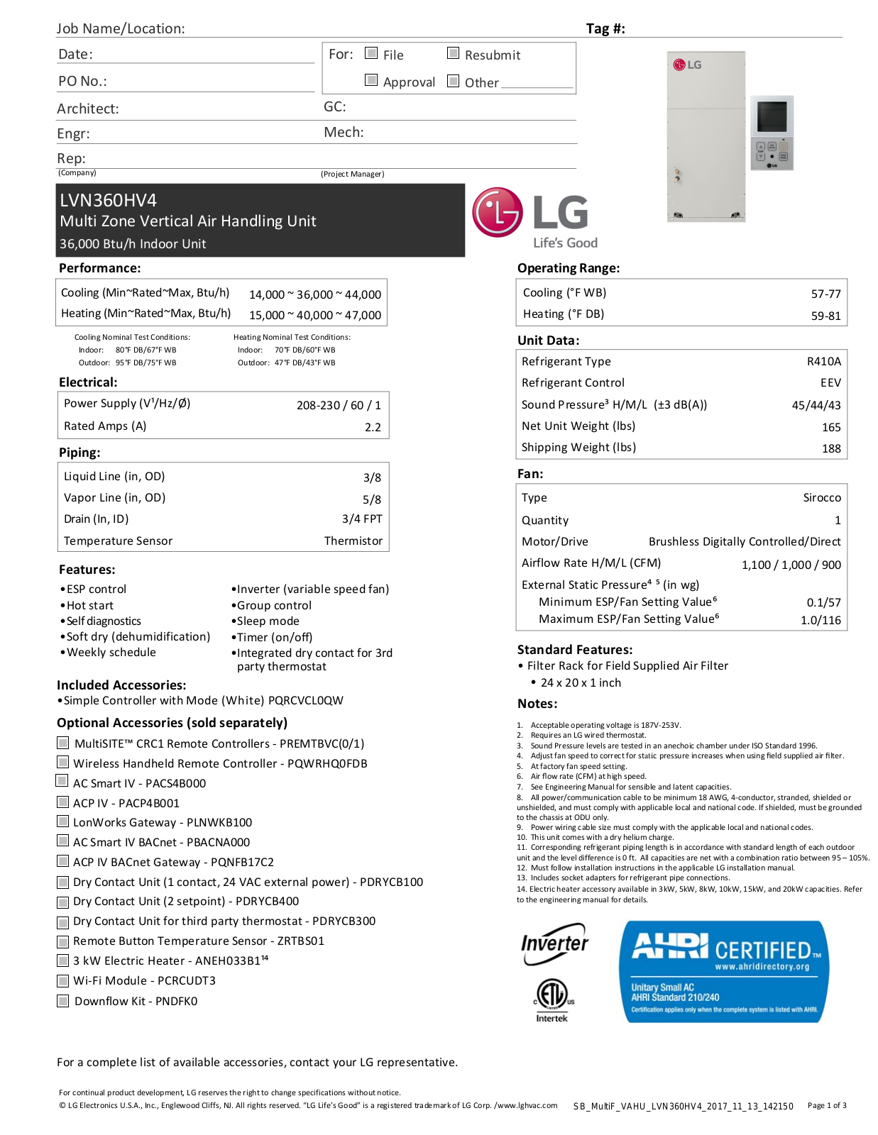 LG LVN360HV4 User Manual