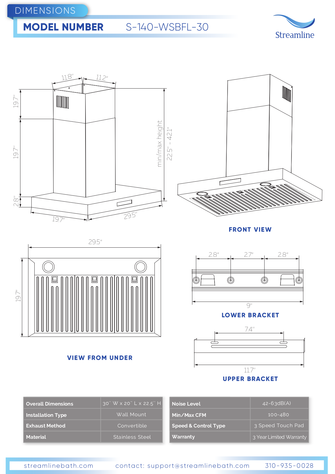 Streamline S140WSBFL30 User Manual