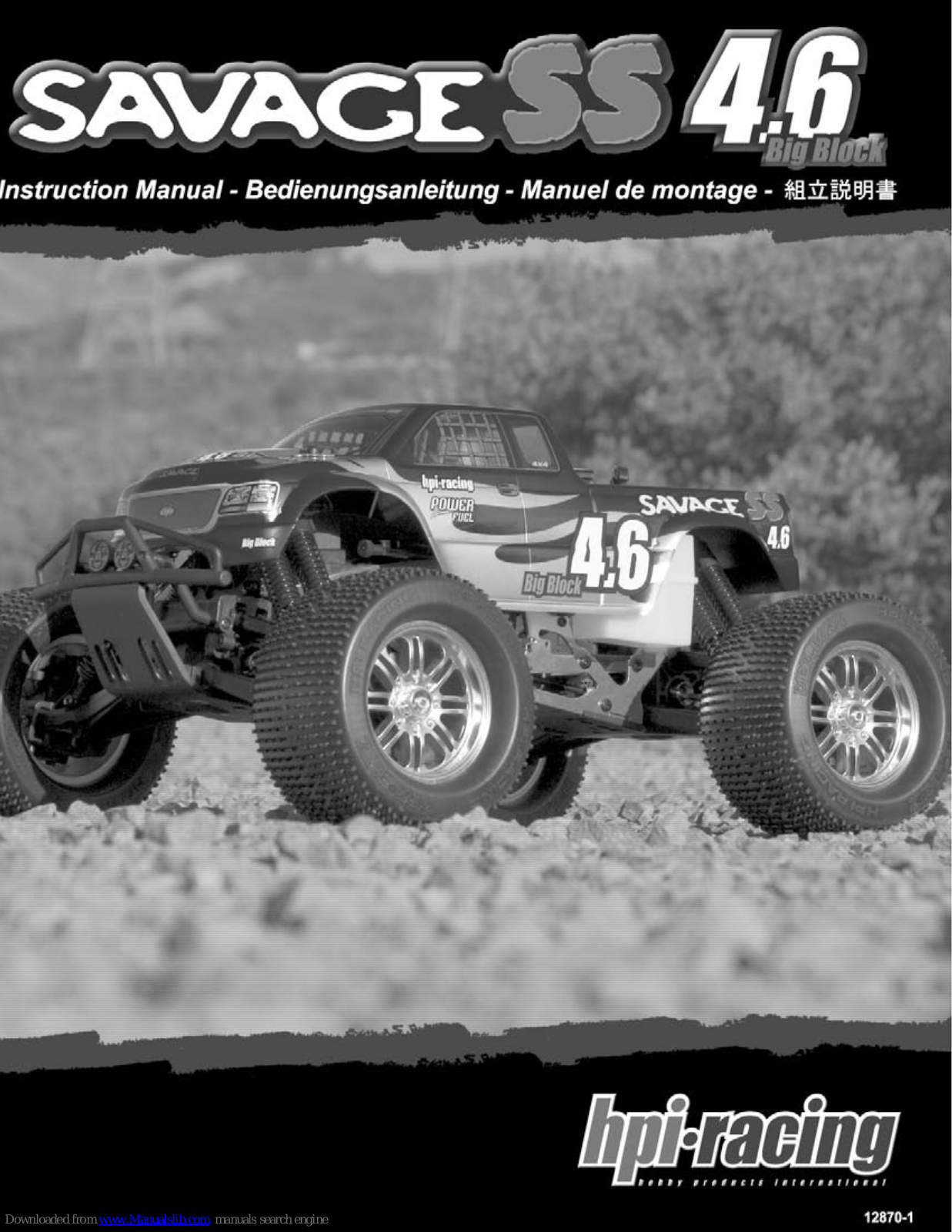 HPI Racing Savage SS 4.6, 105944, Road Star Street Machine, Baja 5SC SS KIT, Savage SS 4.6 Big Block Instruction Manual